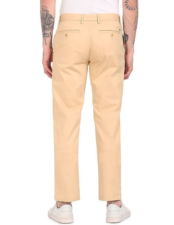 Tommy Hilfiger Men Beige Denton Regular Fit Solid Casual Trousers