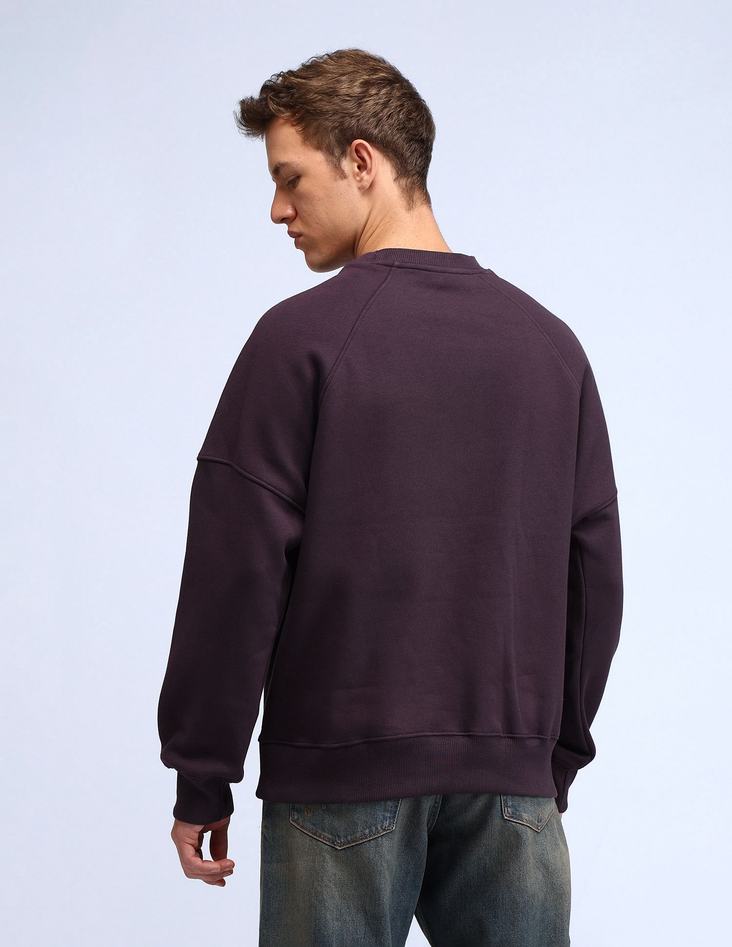 Flying Machine Solid Oversized Fit Sweatshirt