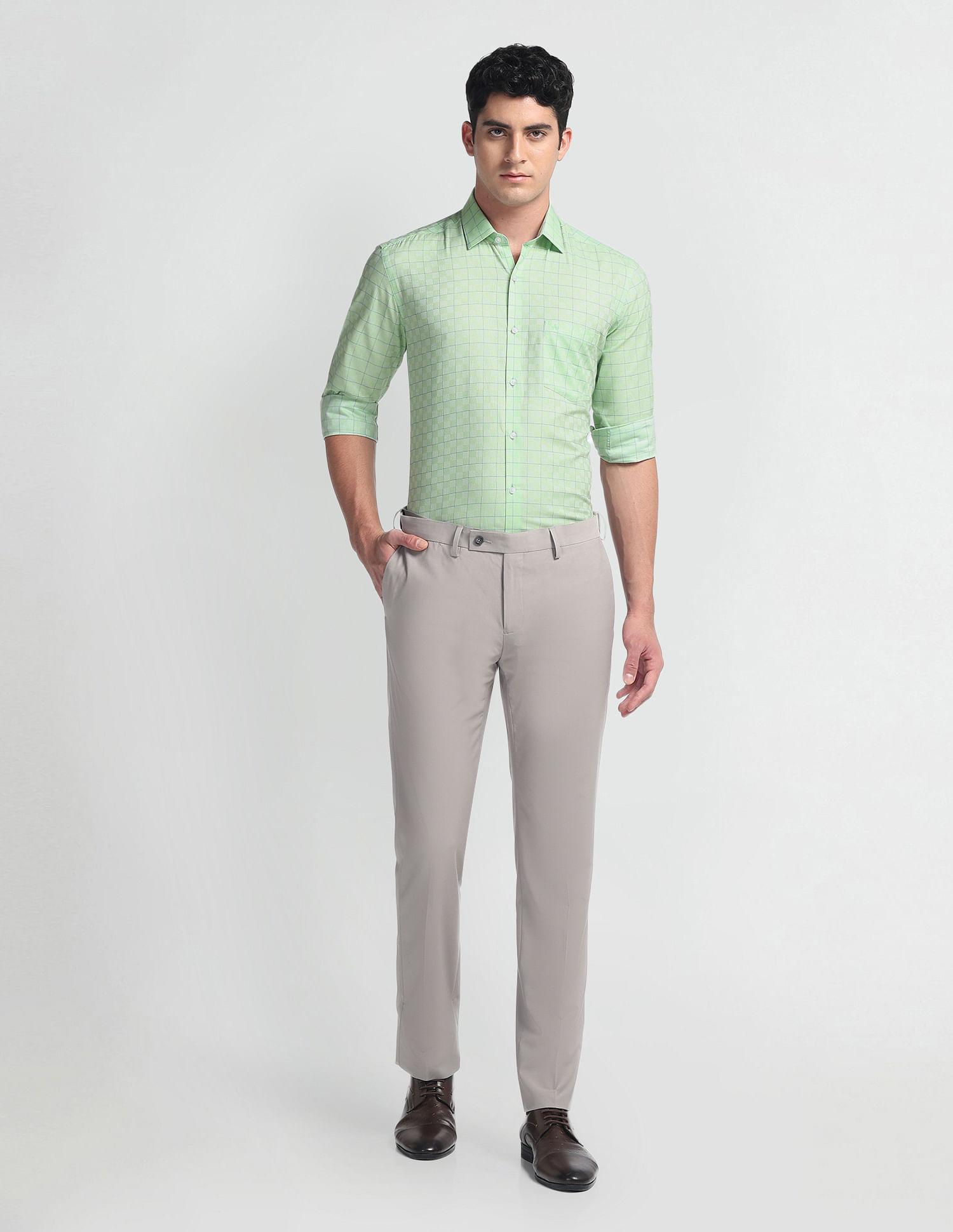 Arrow Windowpane Check Manhattan Slim Shirt