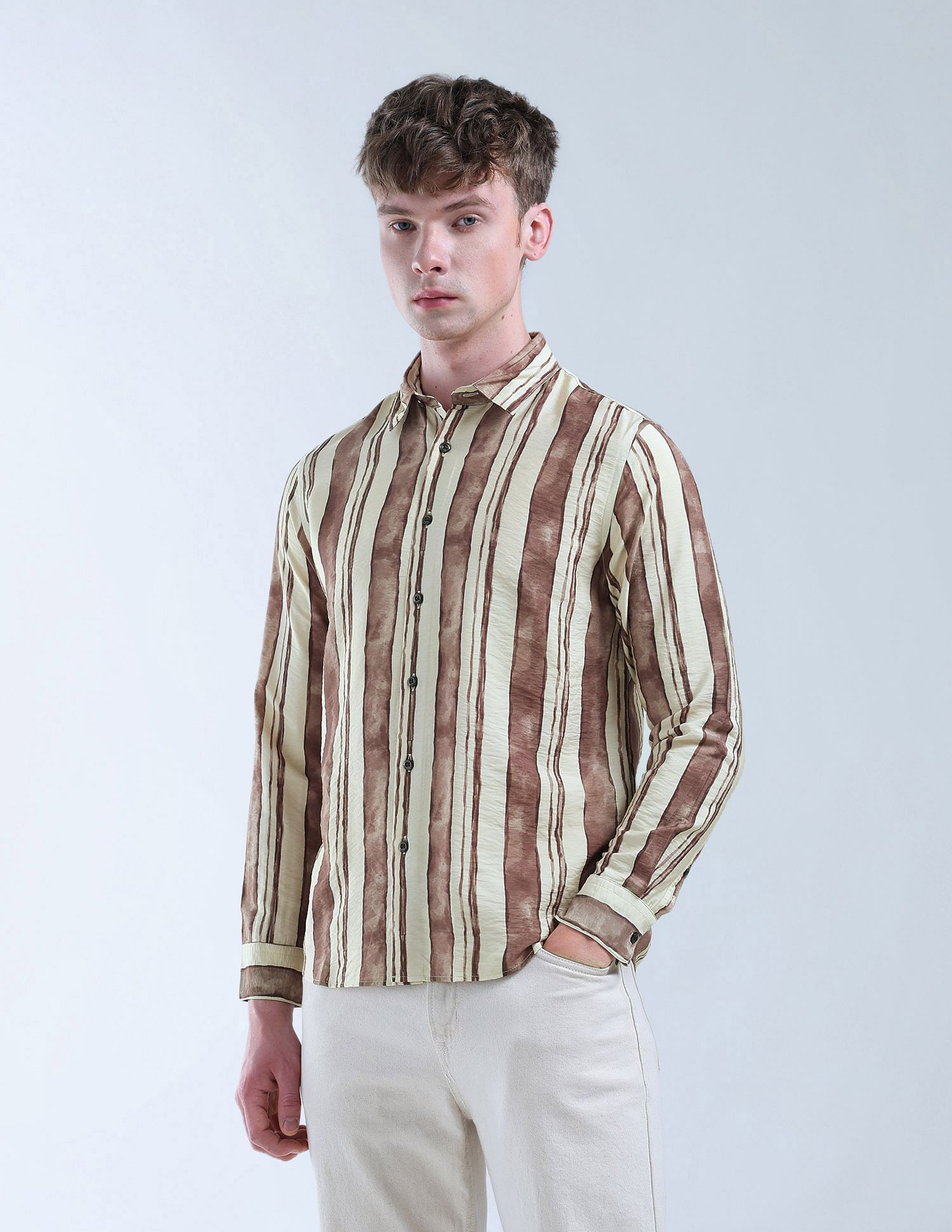 Flying Machine Vertical Striped Color Of Home Shirt