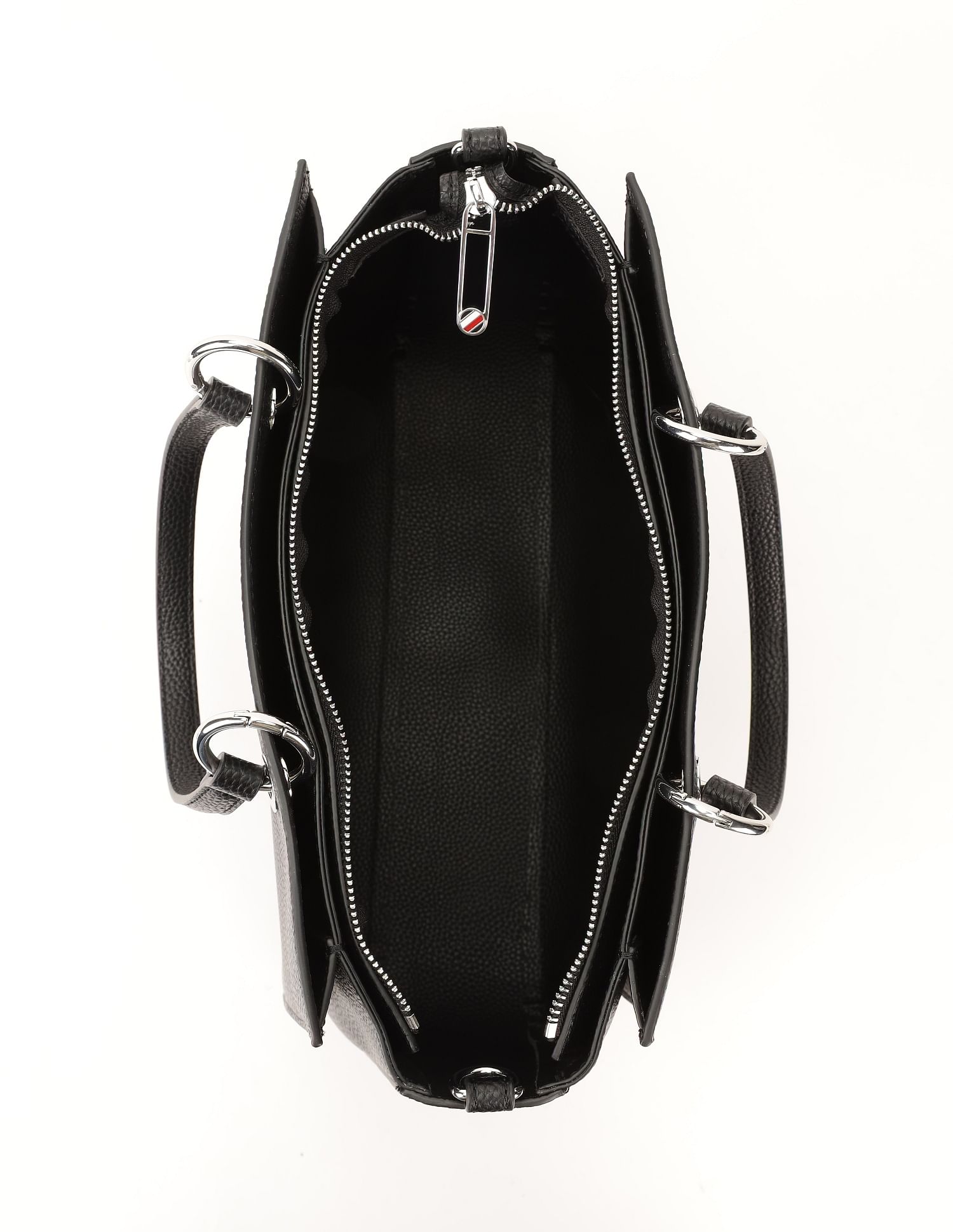 Tommy Hilfiger Solid Black Pu Handbag