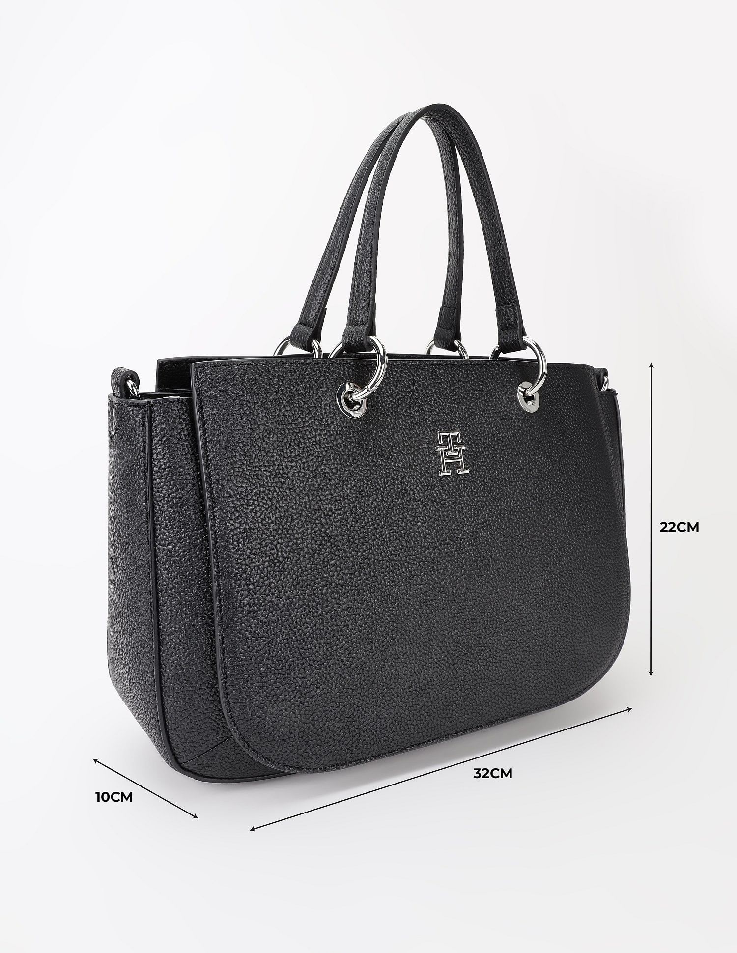 Tommy Hilfiger Solid Black Pu Handbag