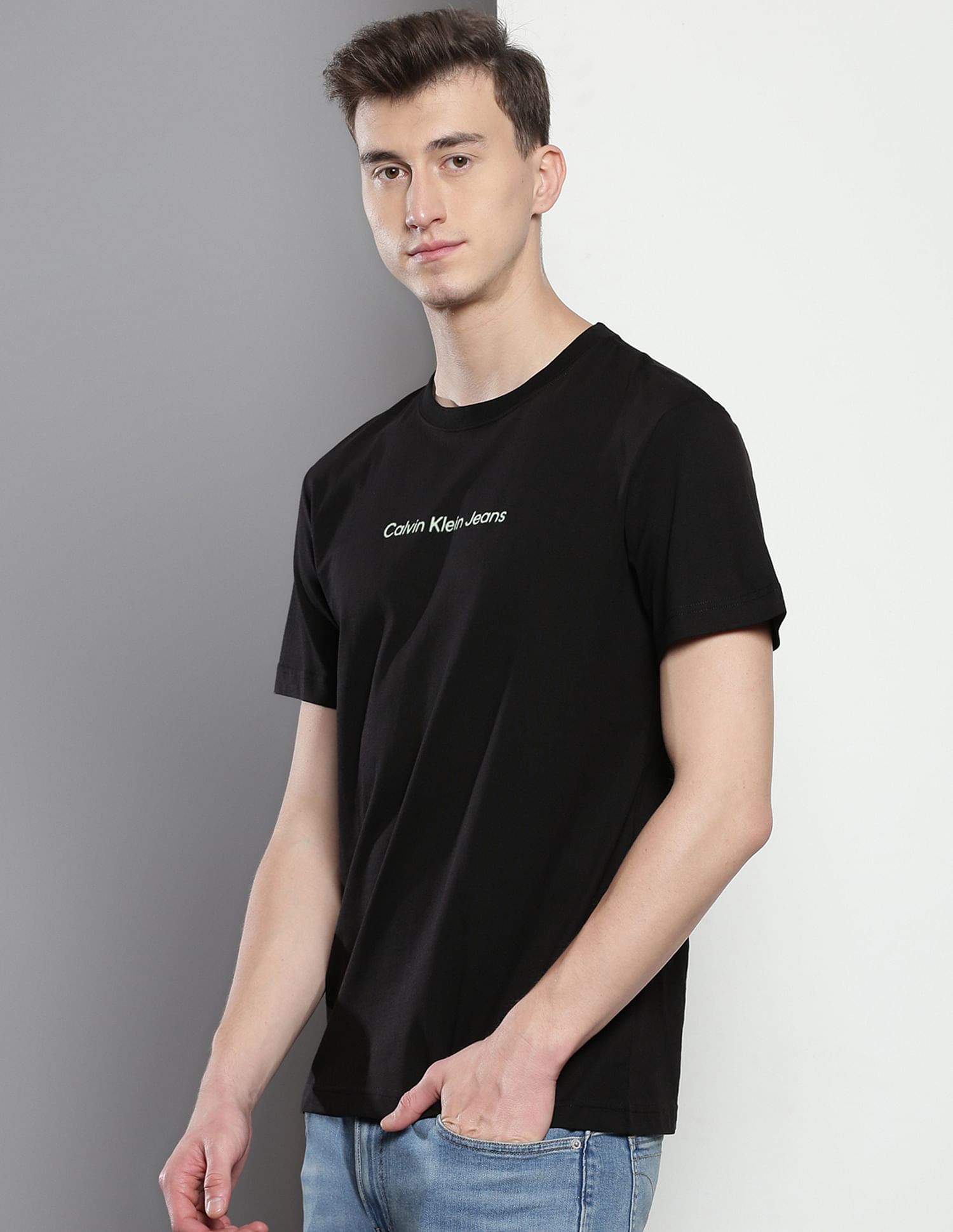 Calvin Klein Brand Print Cotton T-Shirt