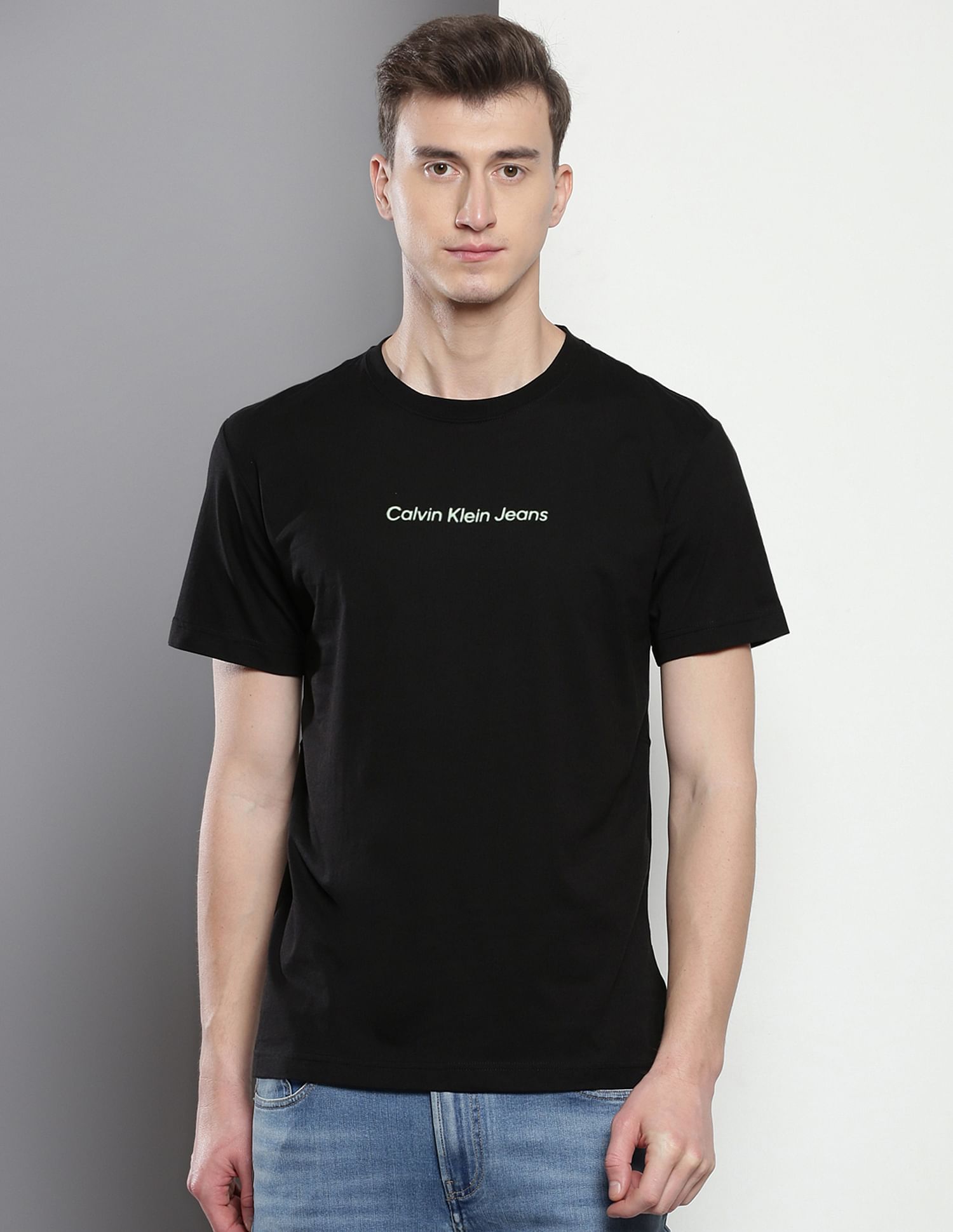 Calvin Klein Brand Print Cotton T-Shirt