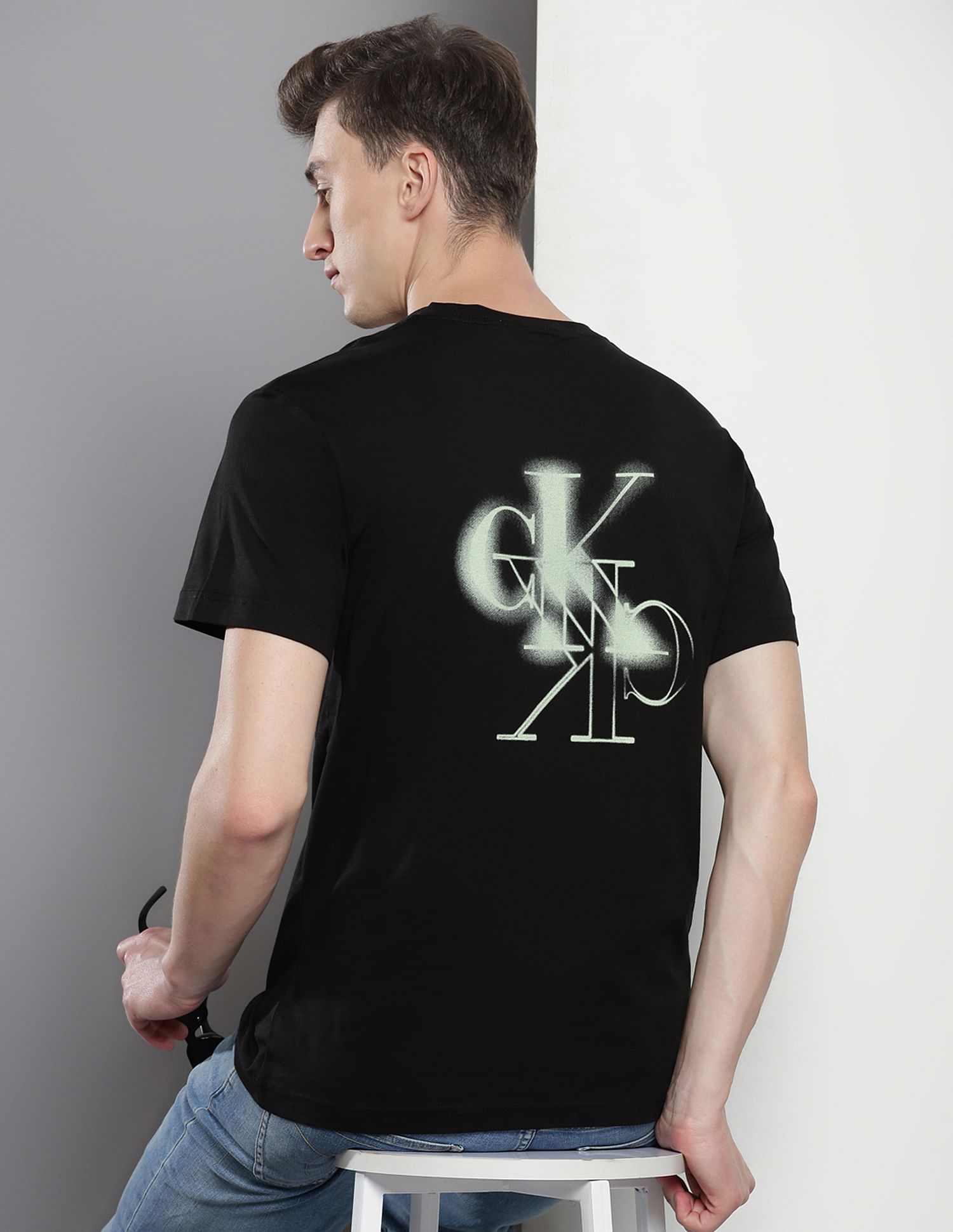 Calvin Klein Brand Print Cotton T-Shirt