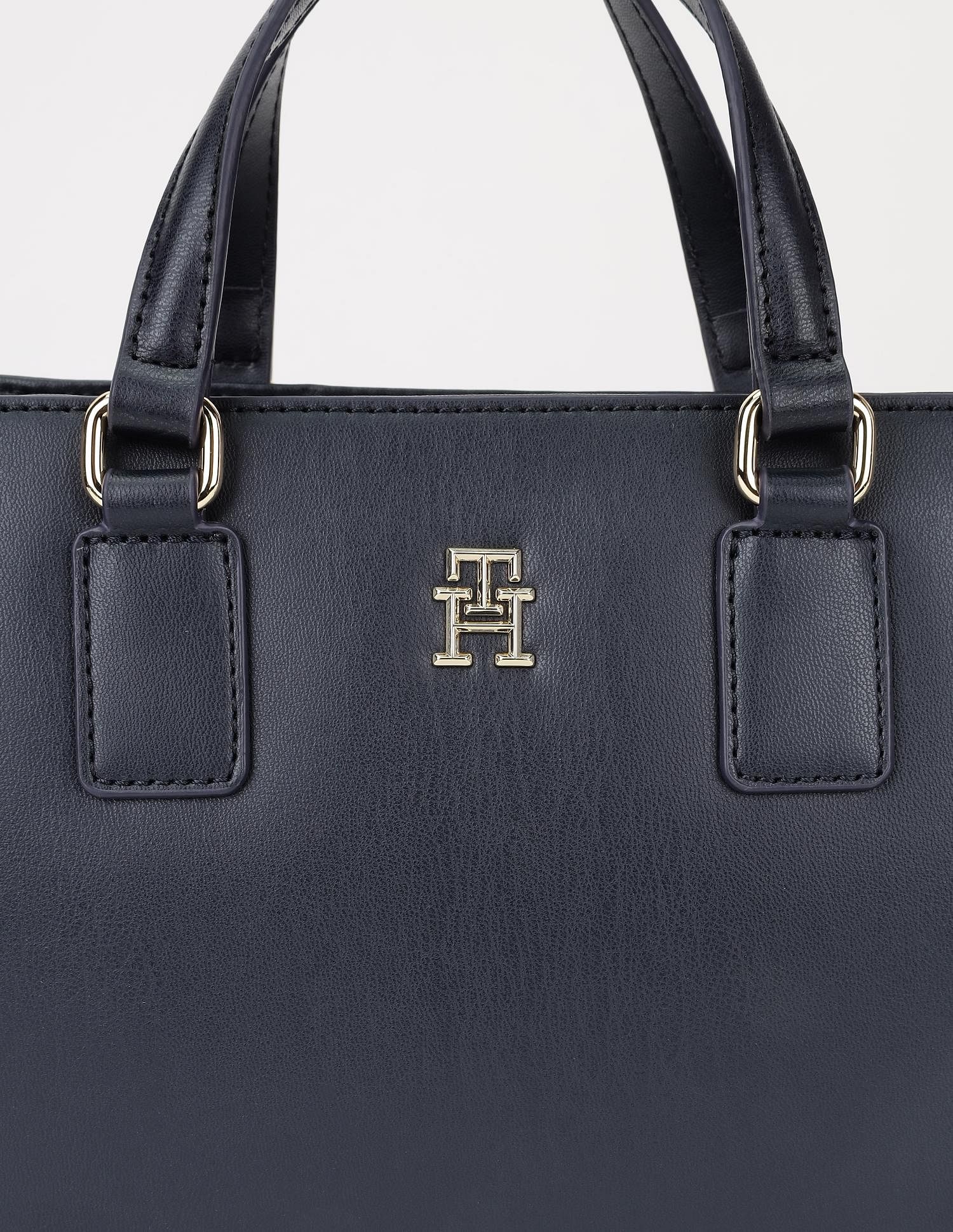 Tommy Hilfiger Solid Blue Pu Handbag