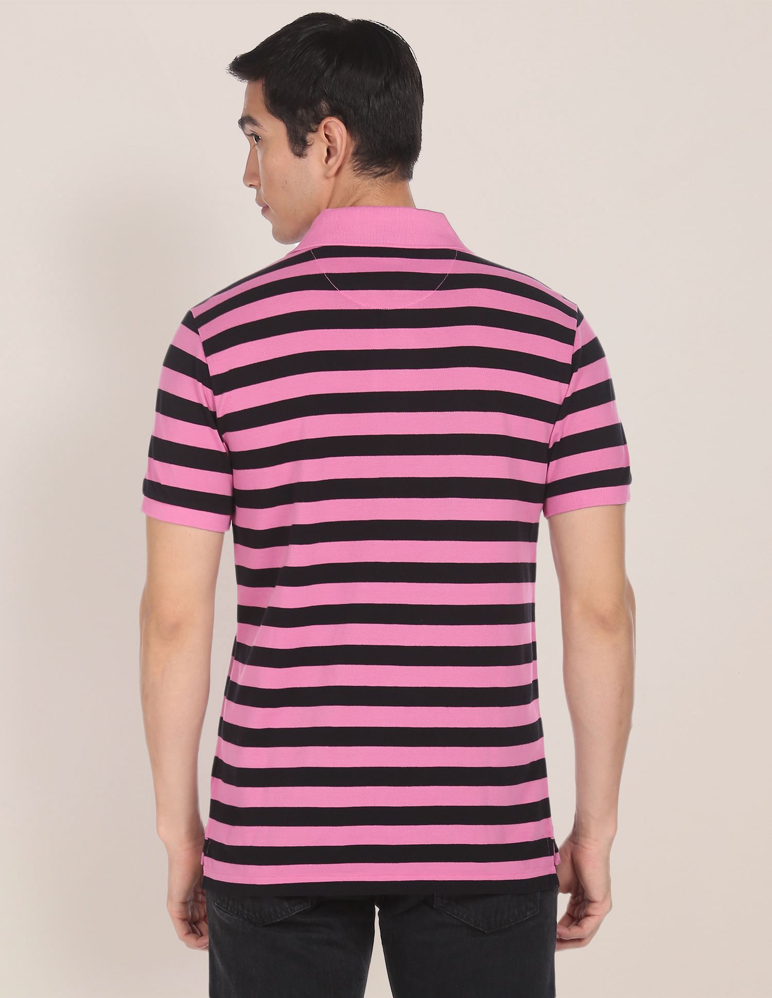 U.S. Polo Assn. Ribbed Collar Striped Polo Shirt