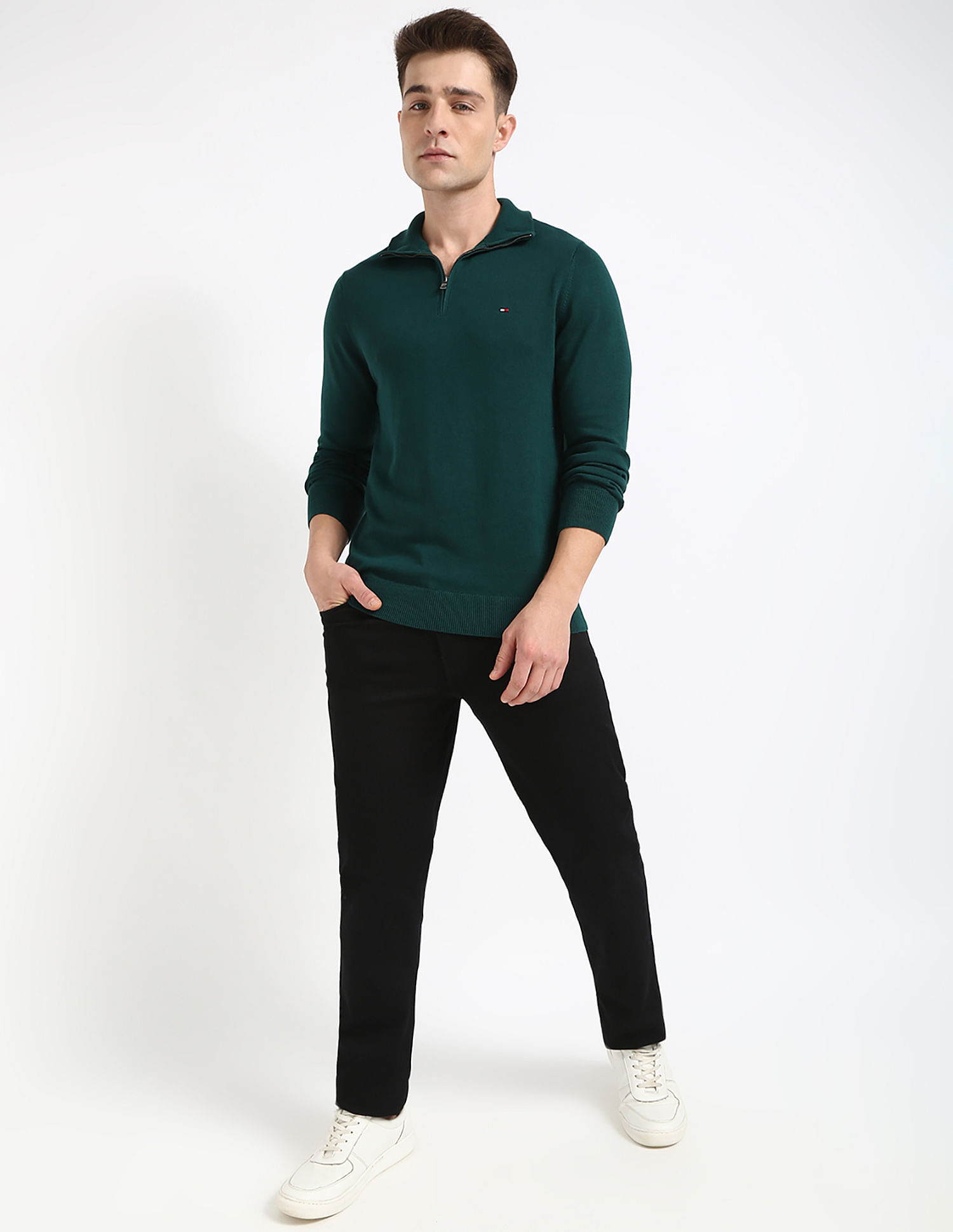 Tommy Hilfiger Solid Regular-Fit Cotton Sweater