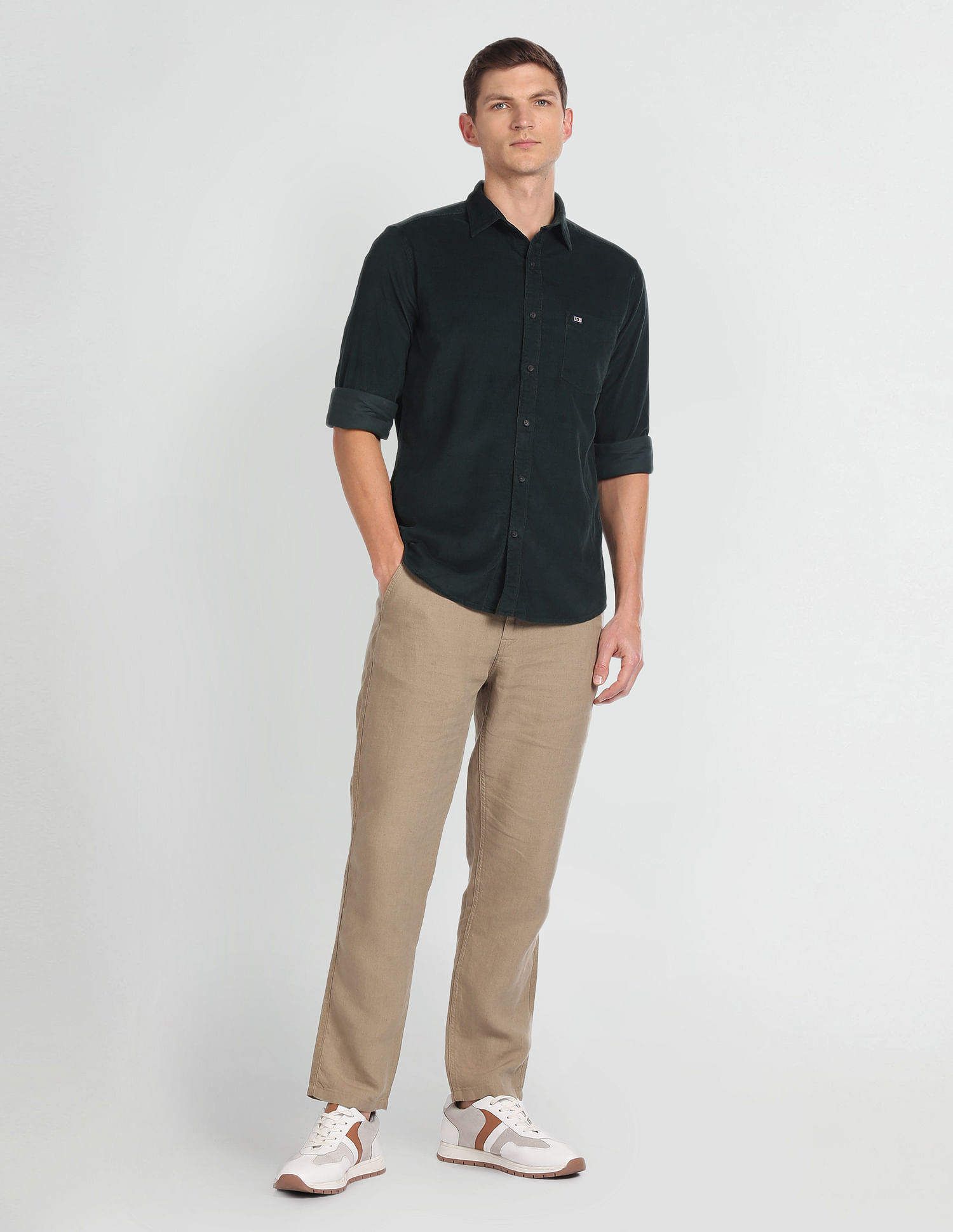 Arrow Sports Solid Corduroy Shirt