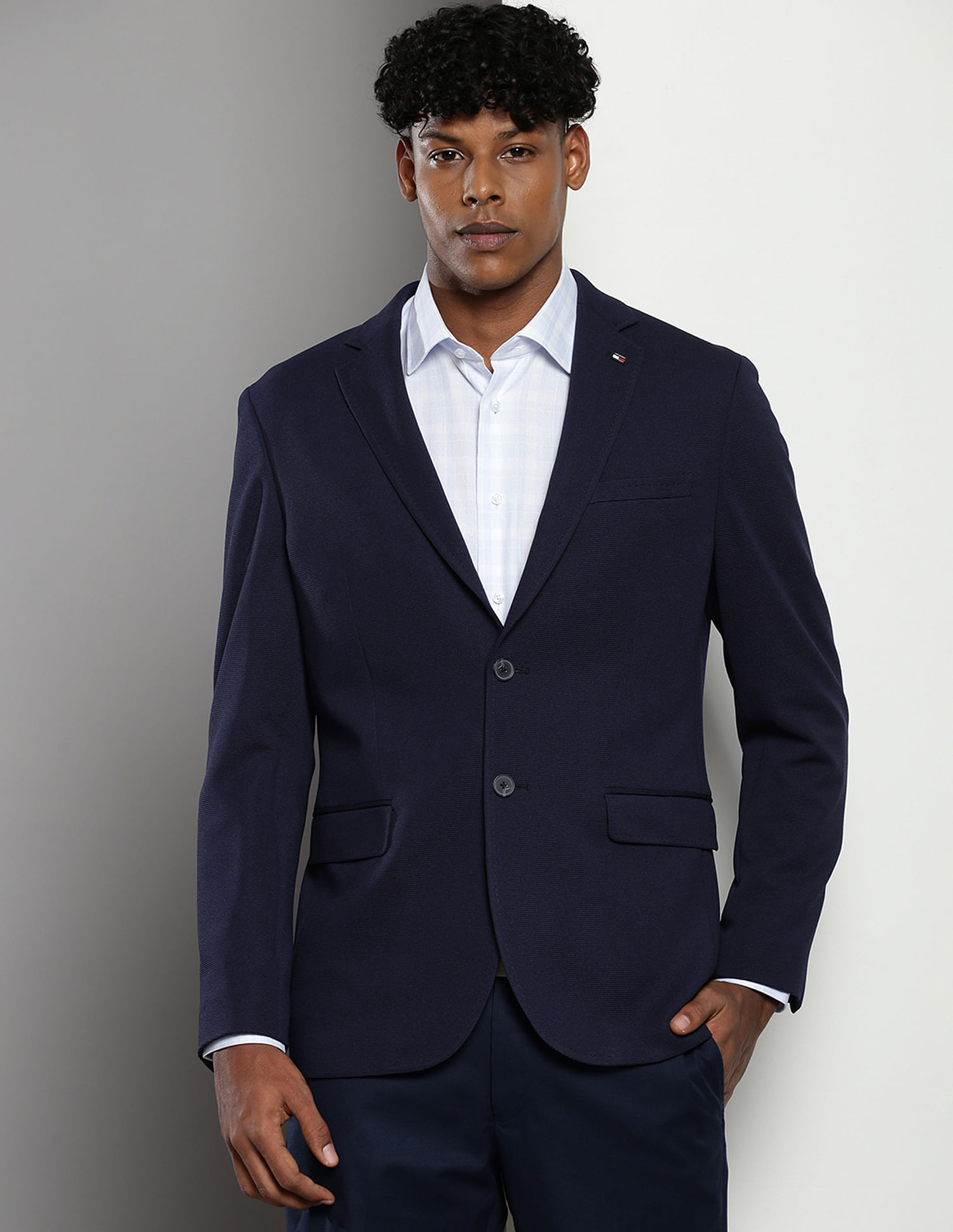 Tommy Hilfiger Notch Collar Rib Knit Blazer