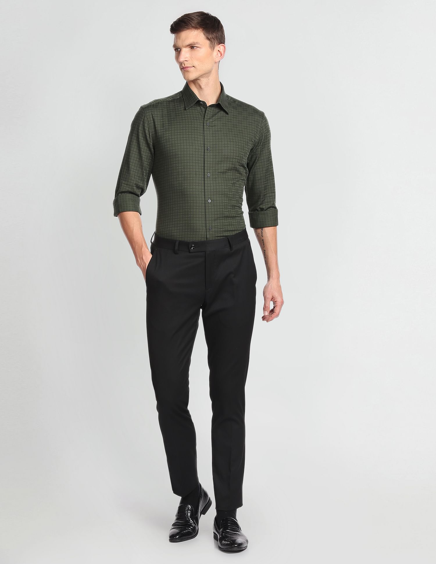 Arrow Newyork Micro Check Cotton Shirt