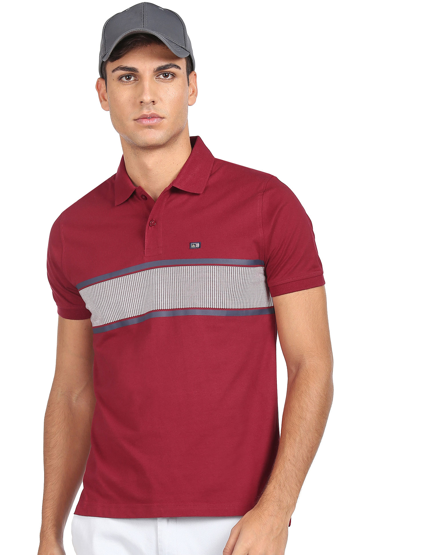 Arrow Sports Horizontal Stripe Cotton Polo Shirt