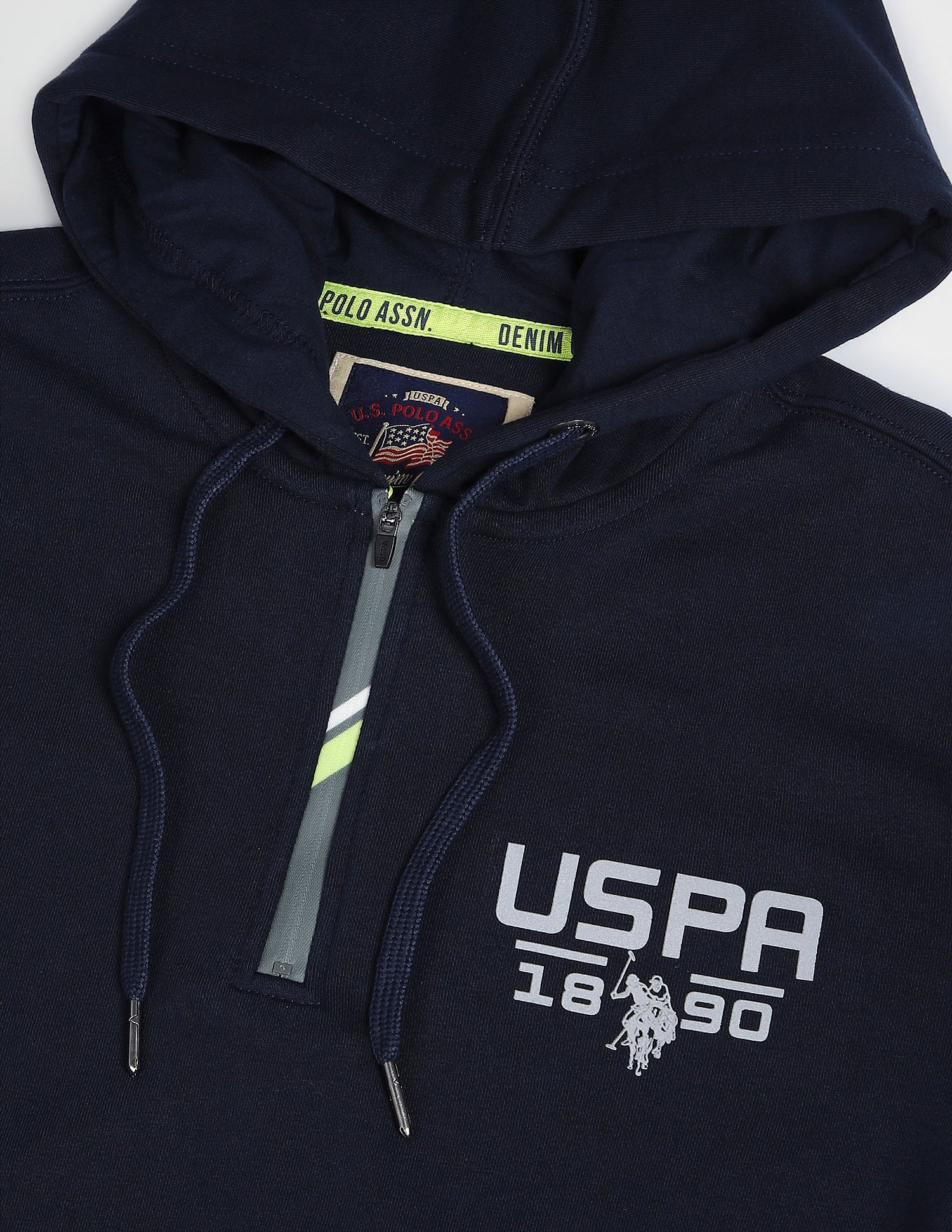 U.S. Polo Assn. Denim Co. Concealed Placket Solid Hooded Sweatshirt