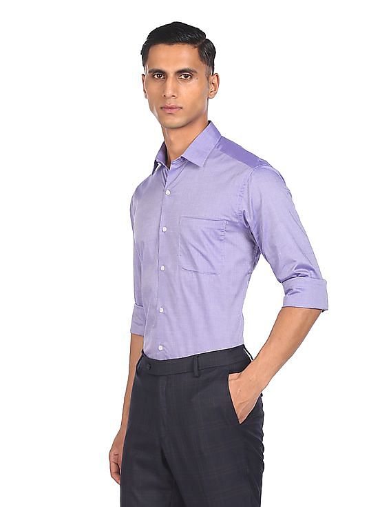 Buy Arrow Men Light Purple Slim Fit Solid Formal Shirt 