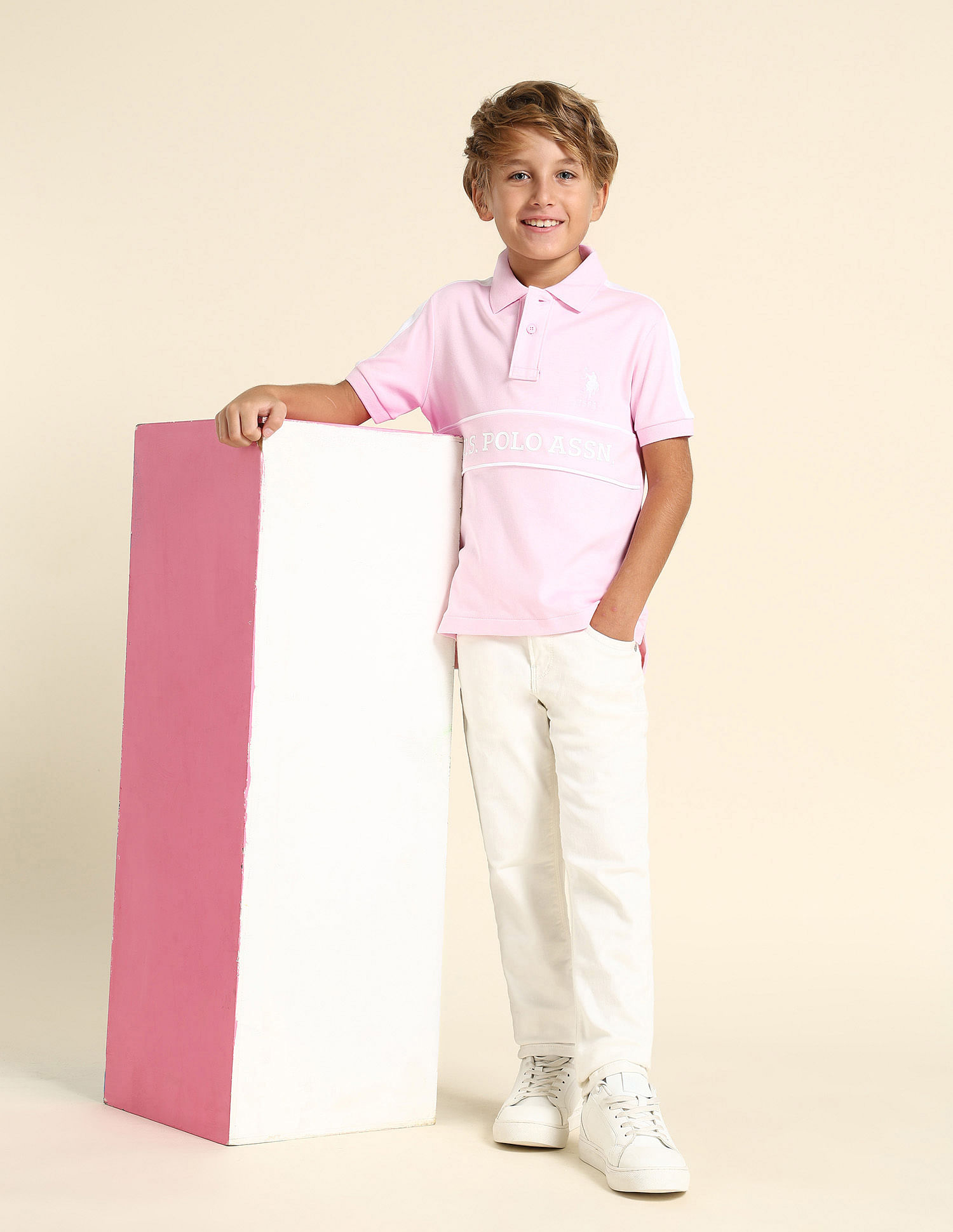 U.S. Polo Assn. Kids Boys Brand Printed Regular Fit Polo Shirt