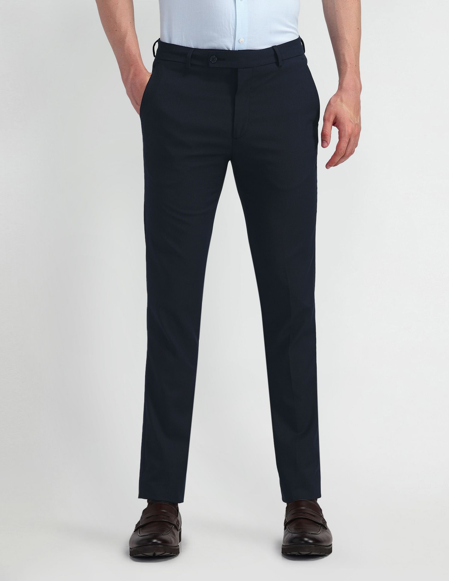 Arrow Slim Fit Mid Rise Trousers