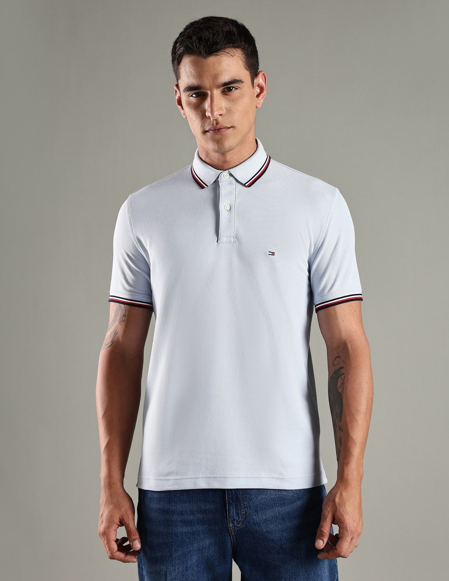 Tommy Hilfiger Solid Regular Fit Cotton Polo T-Shirt