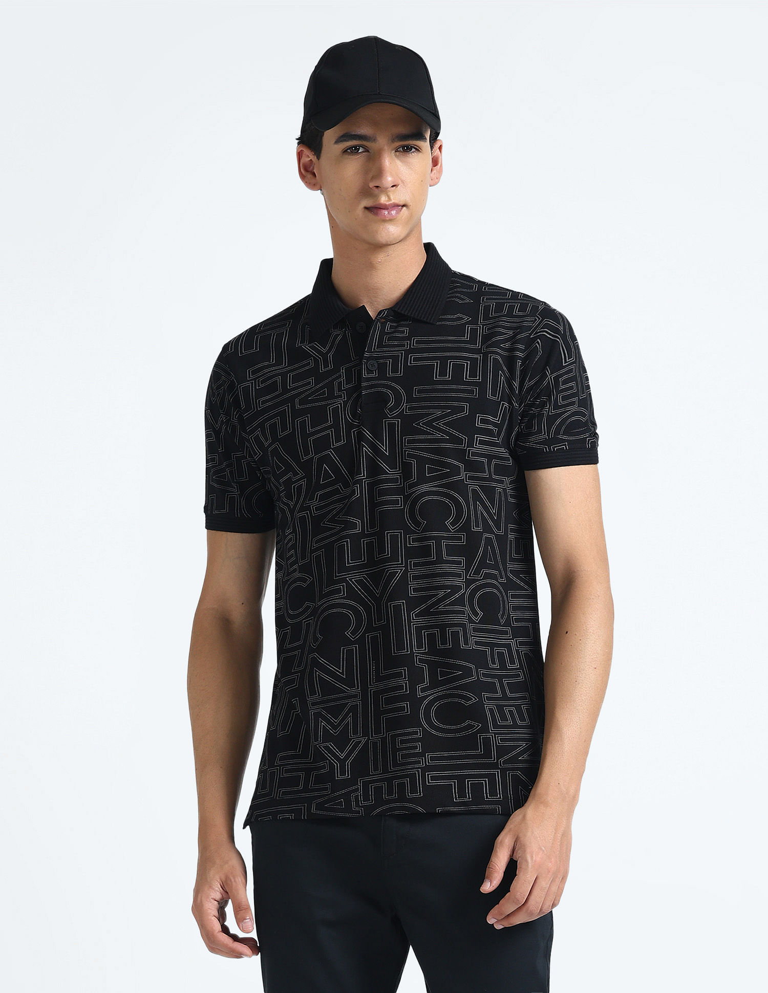 Flying Machine All Over Print Cotton Polo Shirt