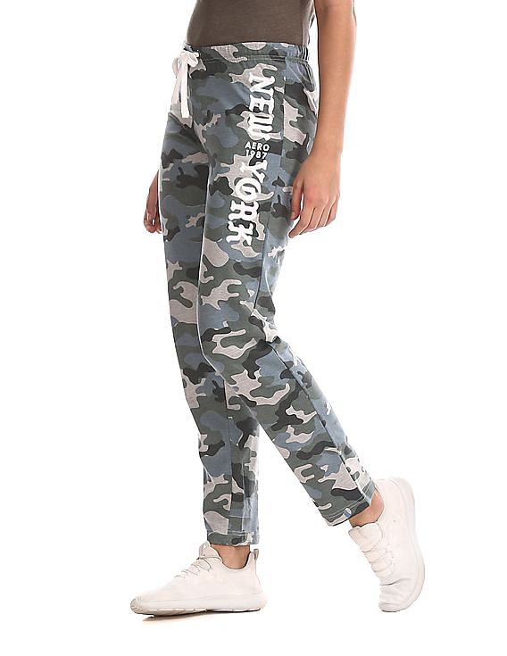 Aeropostale Green Camo Print Fleece Track Pants
