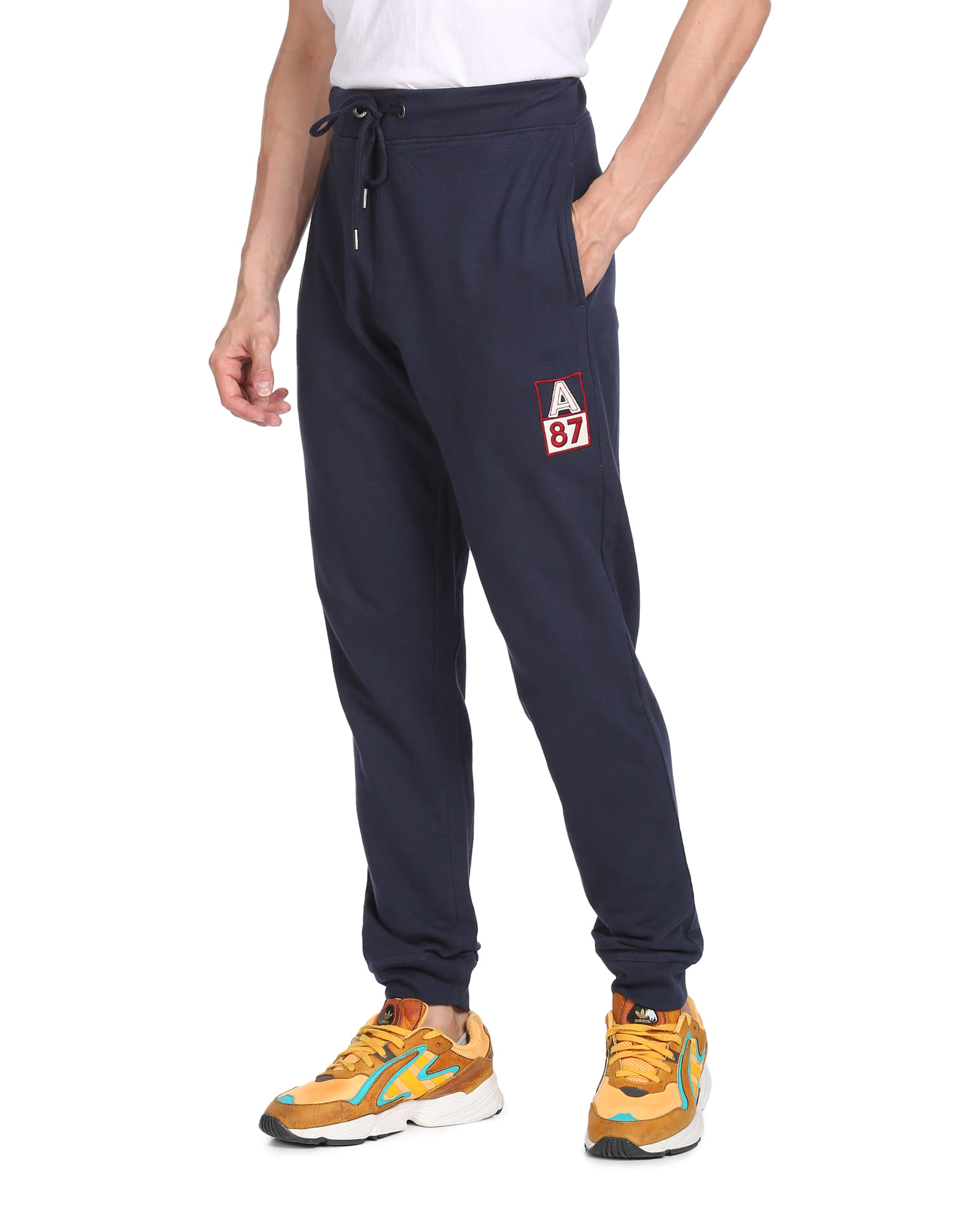 Buy Aeropostale Men Navy Mid Rise Solid Joggers
