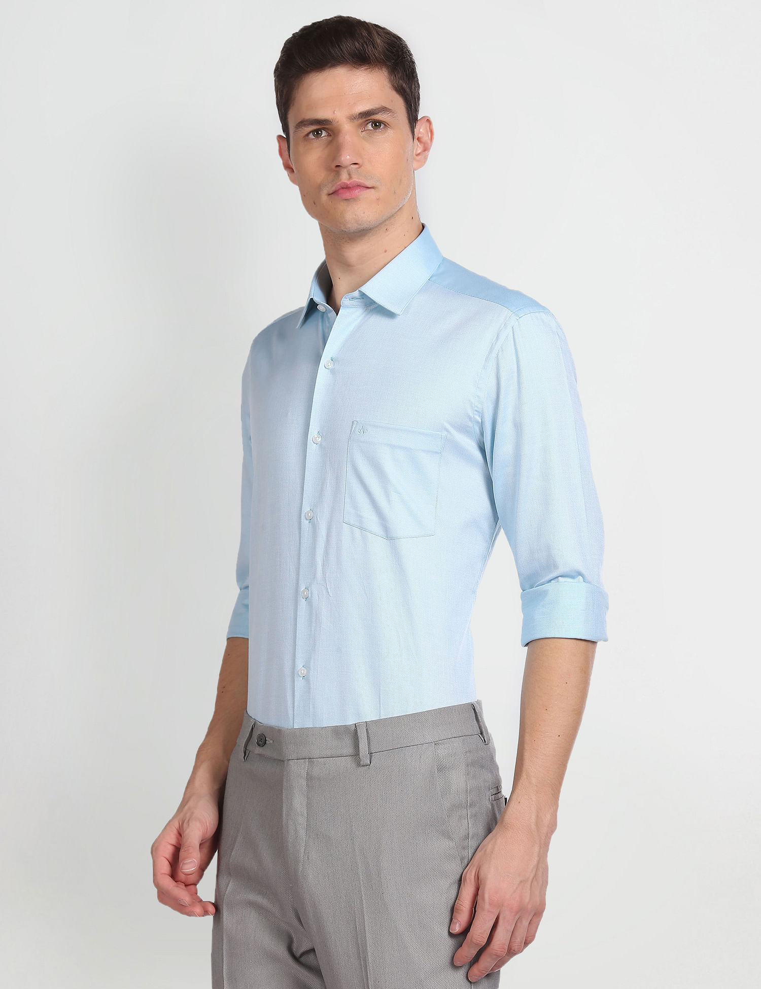 Arrow Patterned Weave Slim Fit Shirt