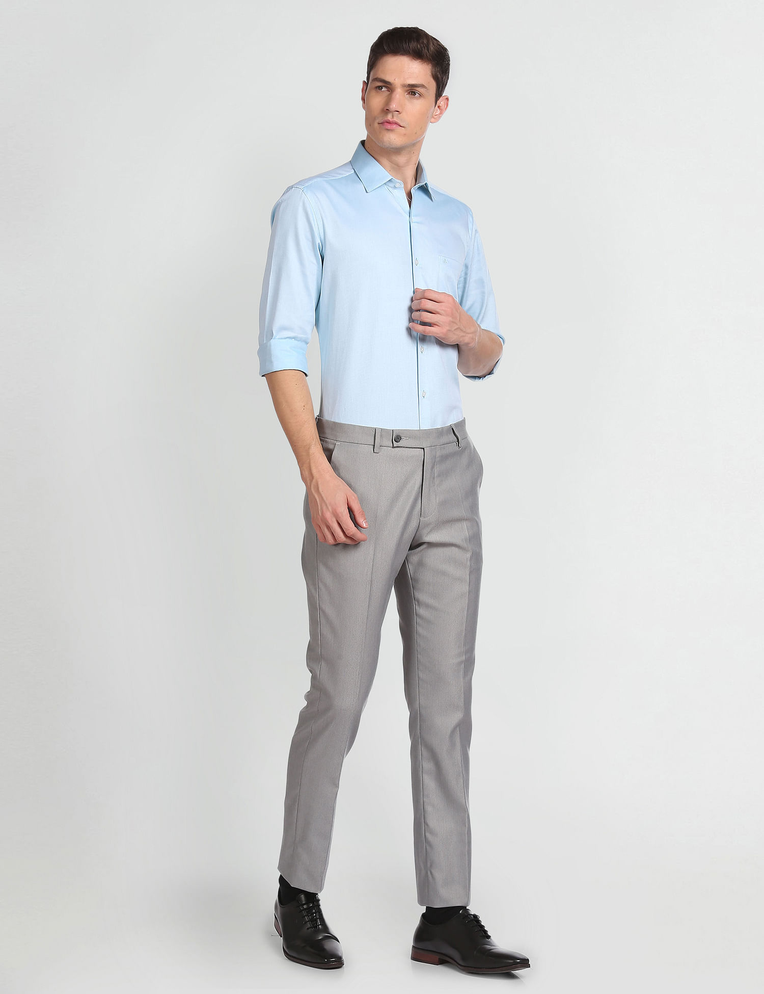 Arrow Patterned Weave Slim Fit Shirt