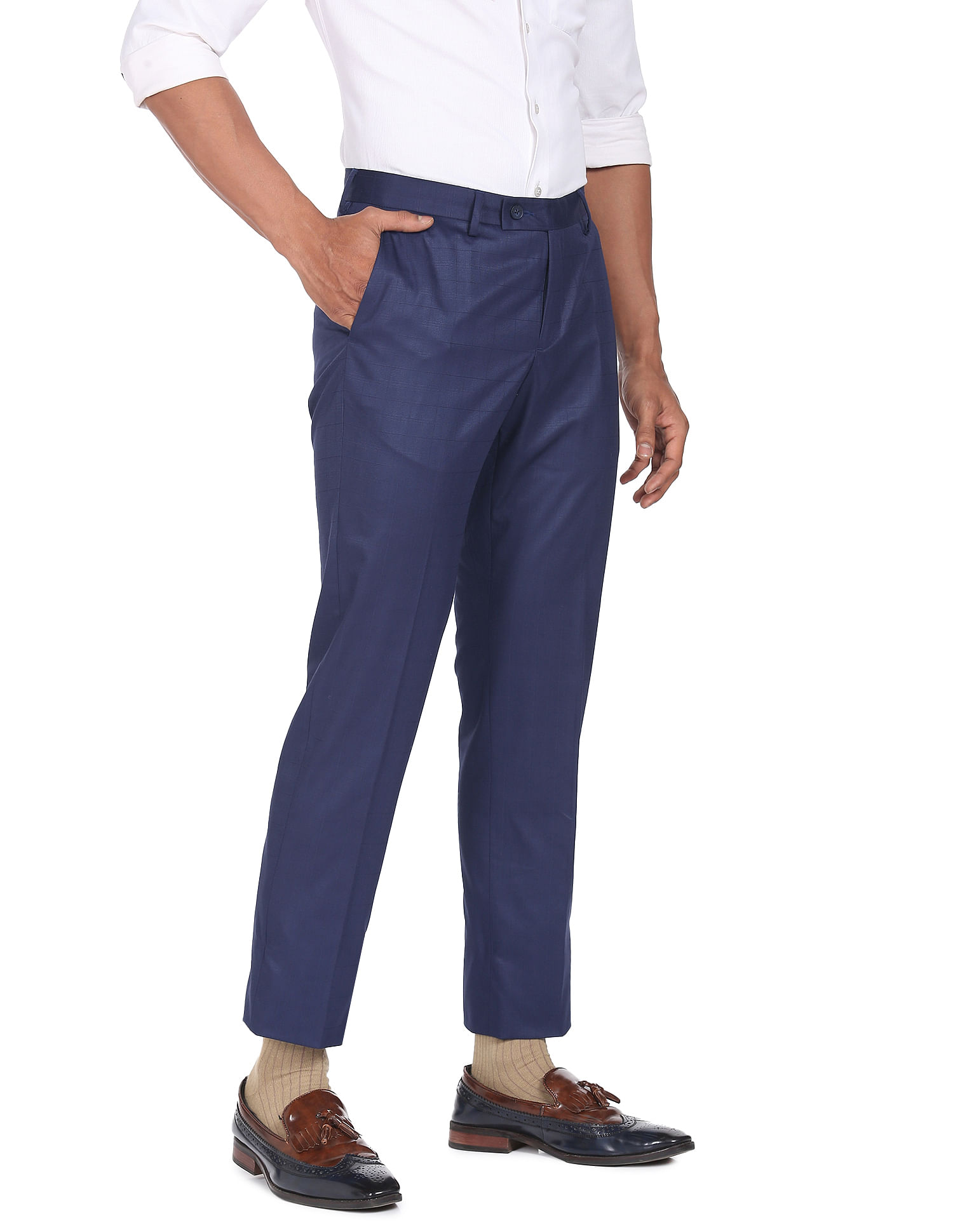 Buy Arrow Brown Mid Rise Trousers for Men Online @ Tata CLiQ