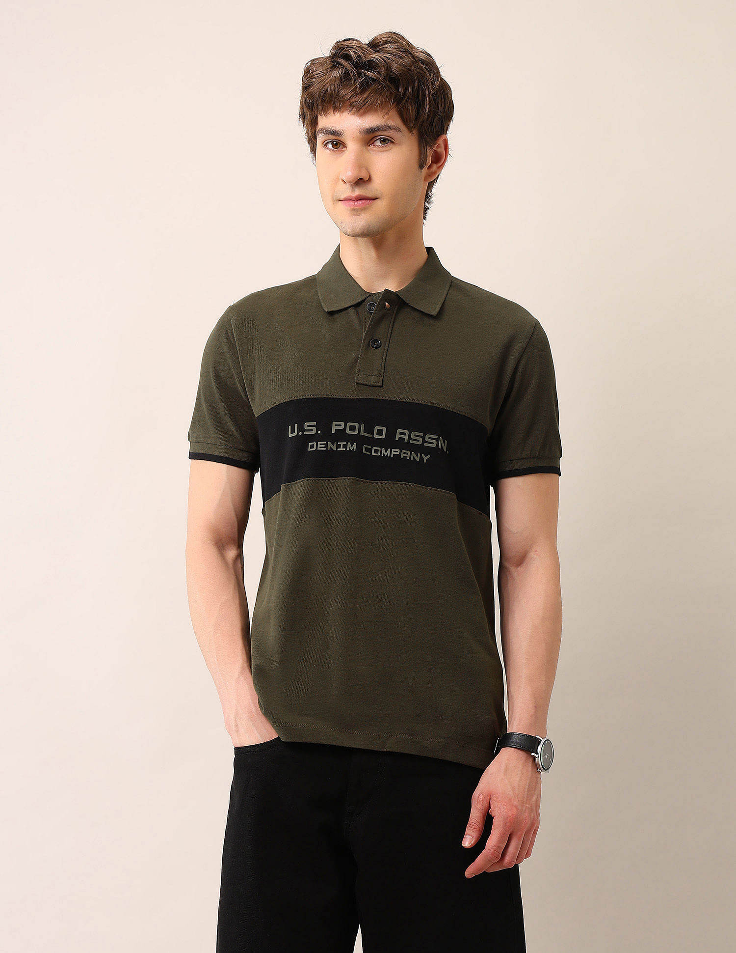 U.S. Polo Assn. Denim Co. Brand Printed Pure Cotton Polo Shirt