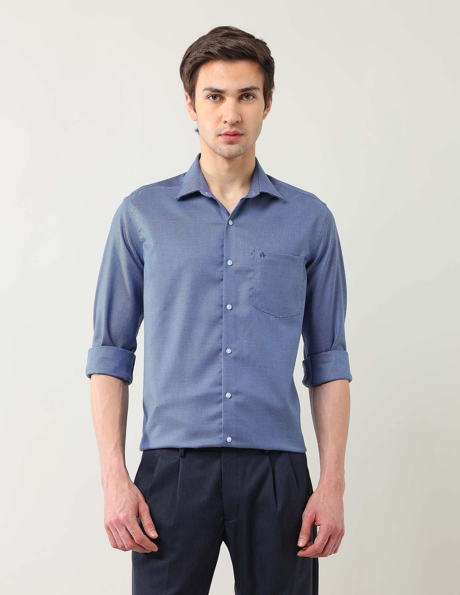 Arrow Manhattan Slim Fit Textured Autopress Shirt