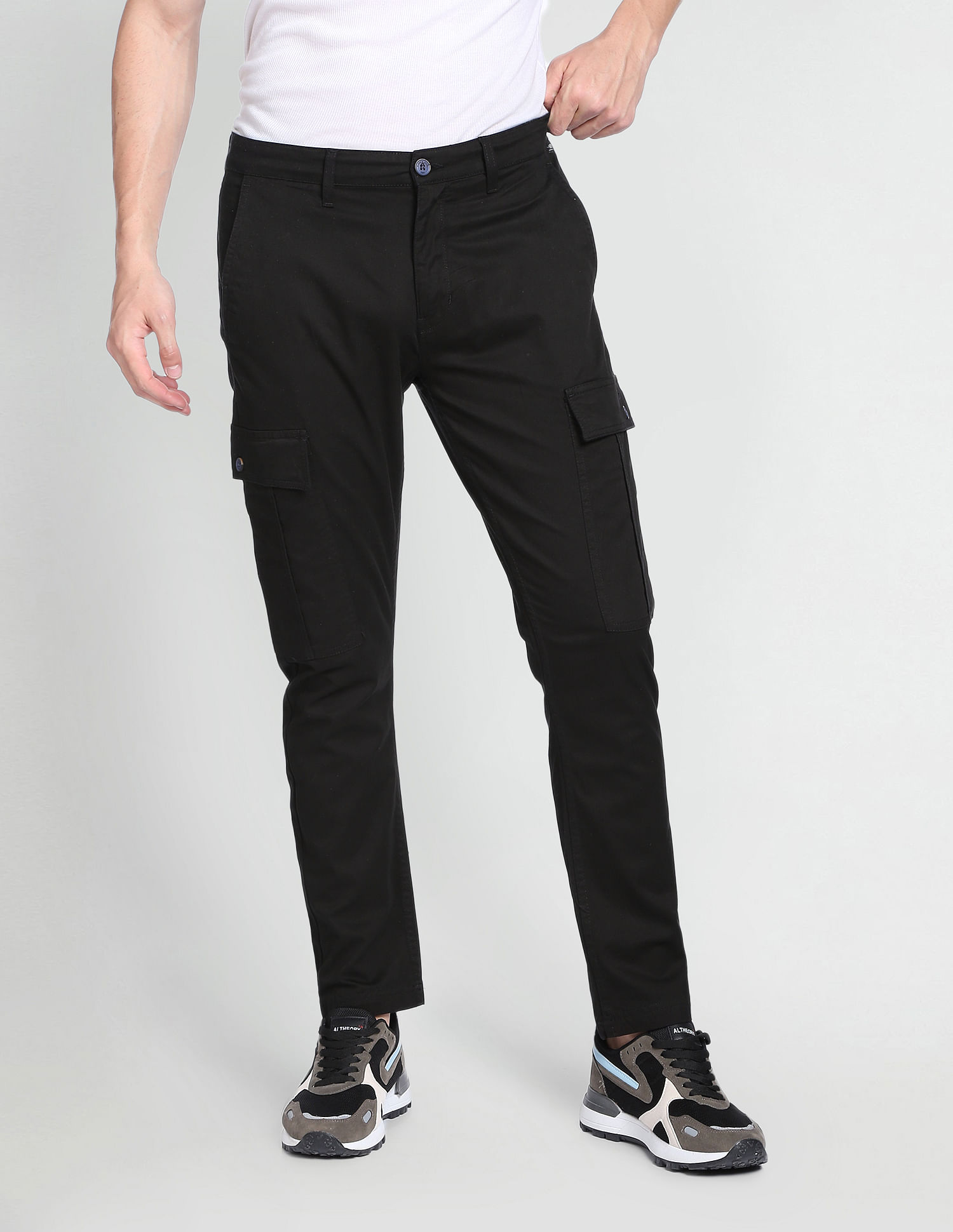Buy Flying Machine Slim Fit Twill Cargo Trousers 