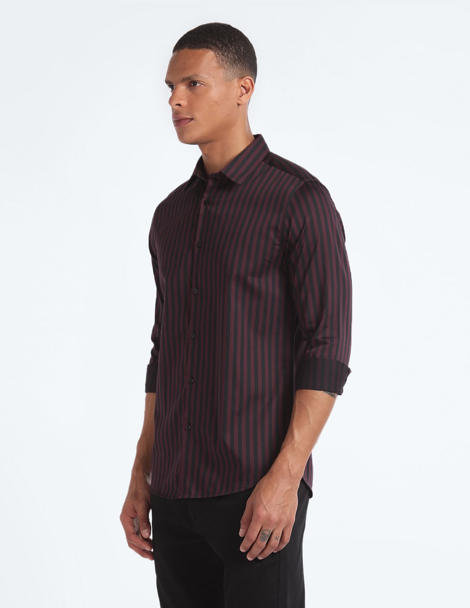 Flying Machine Vertical Stripe Slim Fit Shirt