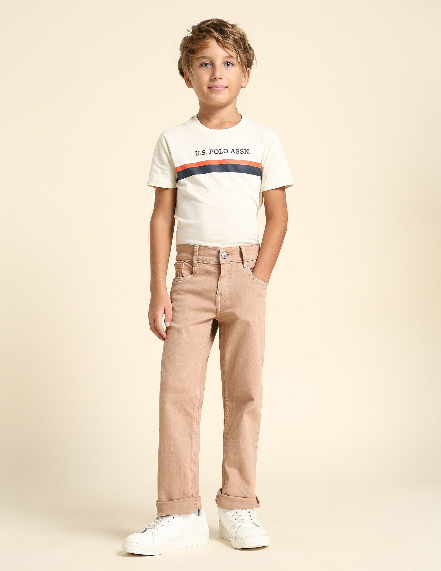 U.S. Polo Assn. Kids Boys Relaxed Fit Pink Jeans