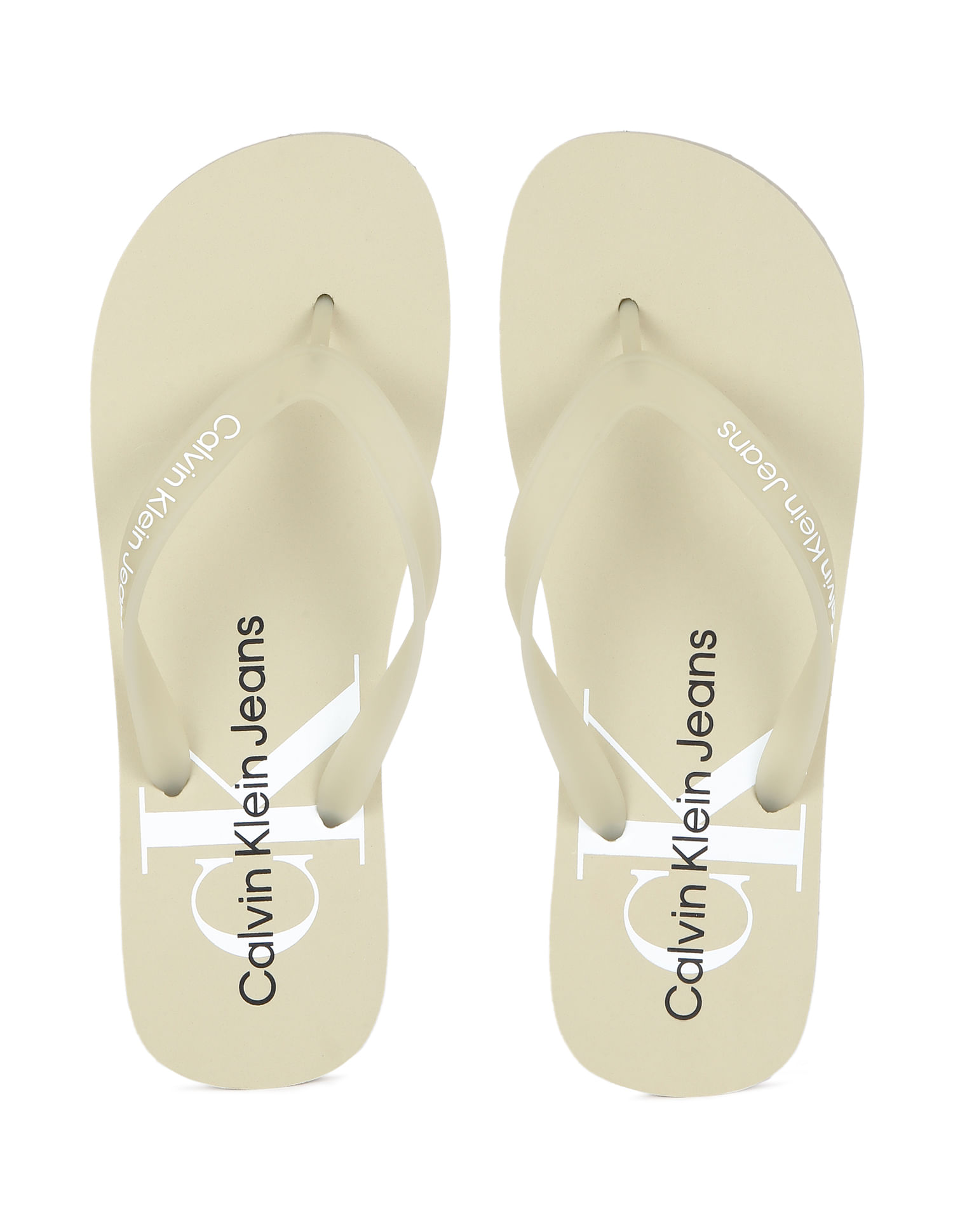 Buy Calvin Klein Men Light Olive Monogram Print Beach Sandals 