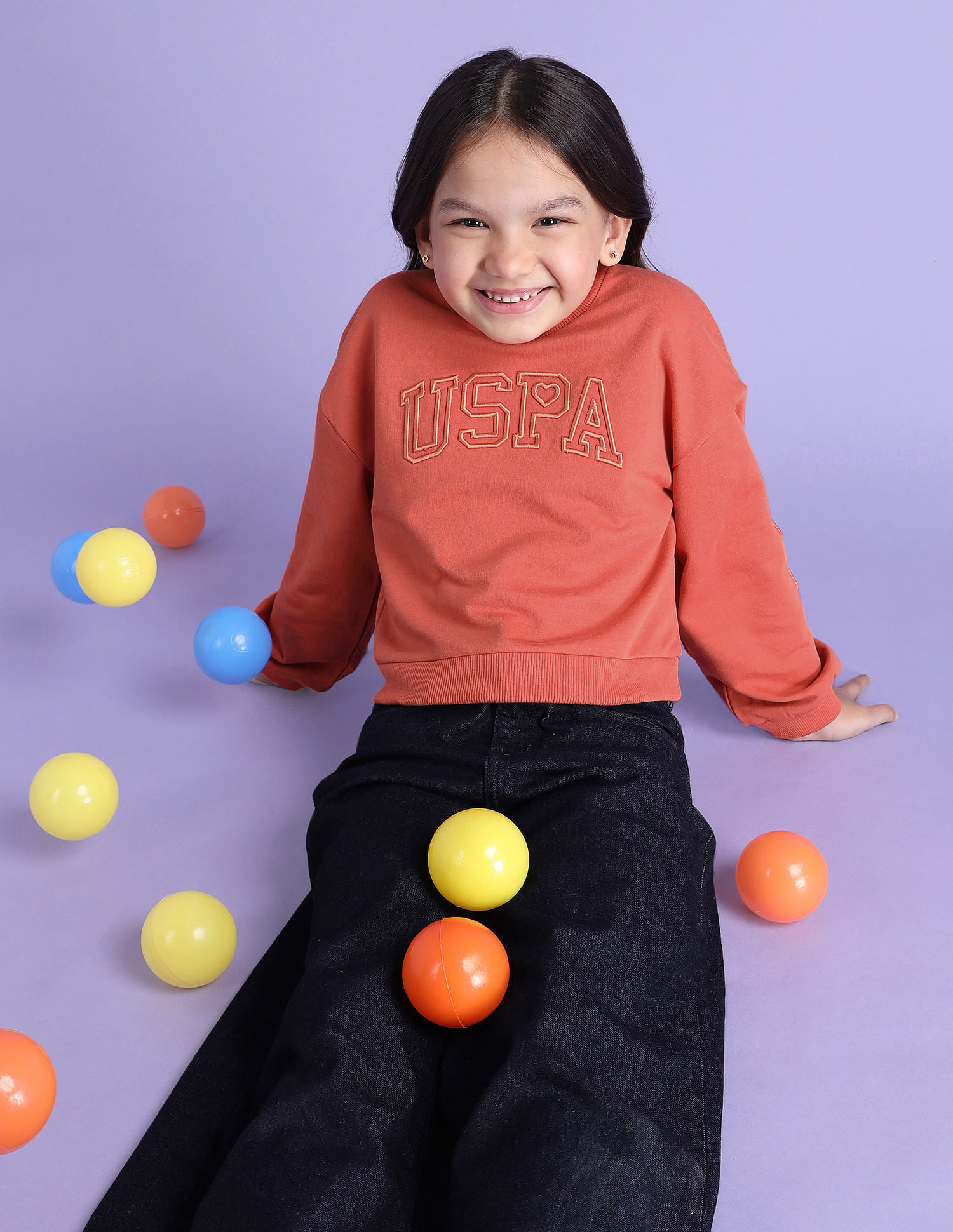 U.S. Polo Assn. Kids Girls Appliqued Regular Fit Sweatshirt