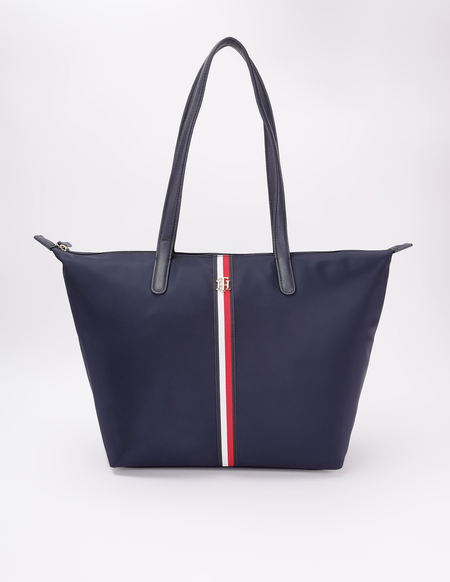 Tommy Hilfiger Solid Blue Nylon Tote Bag