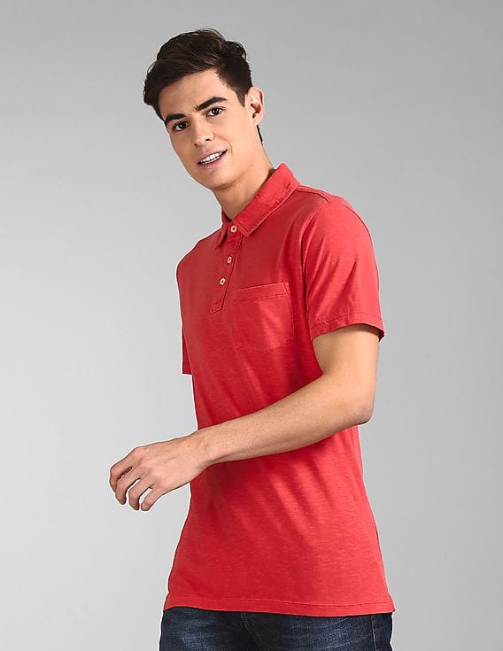 Buy GAP Men Red Vintage Slub Jersey Polo Shirt