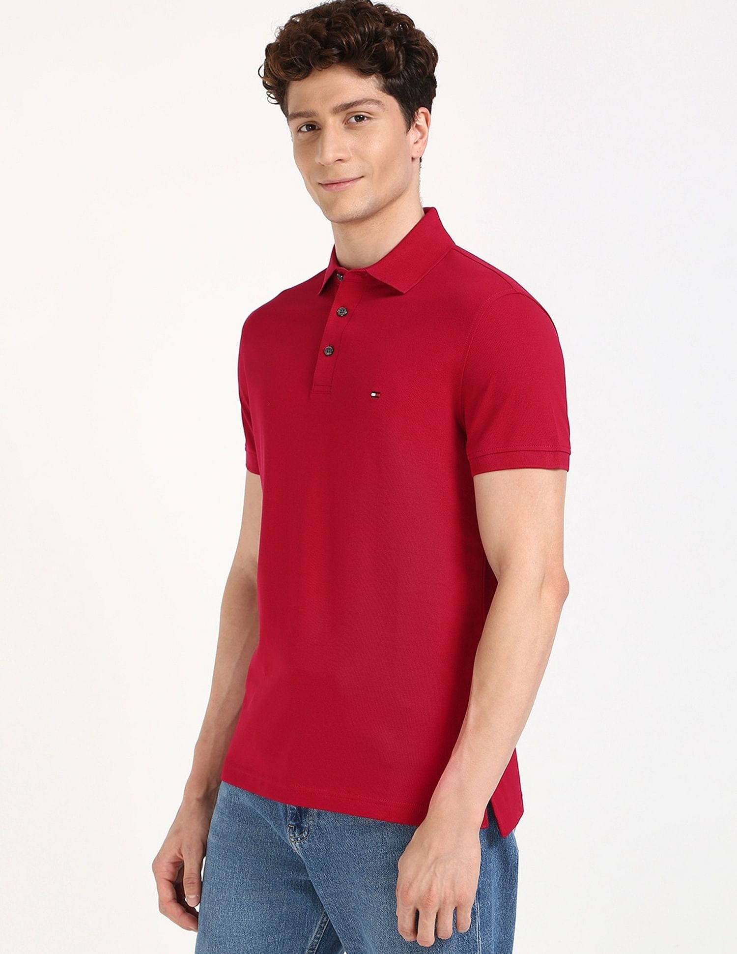 Tommy Hilfiger Solid Slim-Fit Cotton Polo Shirt