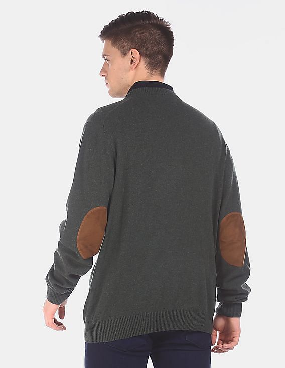 U.S. Polo Assn. Denim Co. Elbow Patch Brand Pattern Lambswool Sweater
