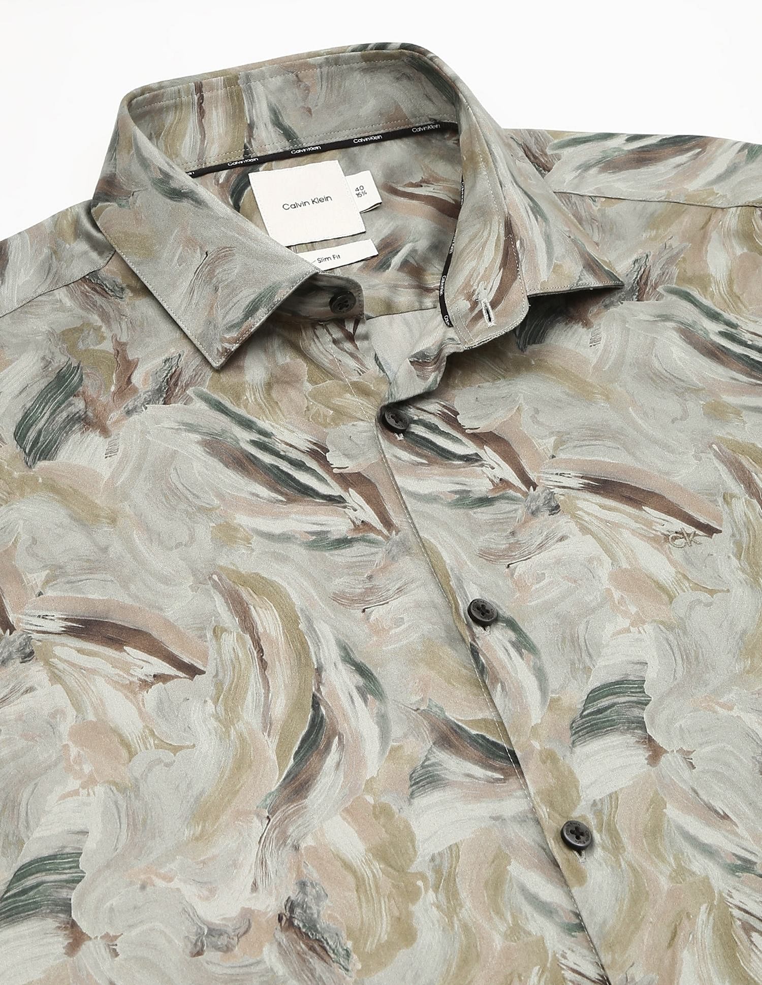 Calvin Klein Jeans Printed Slim-Fit Poplin Woven Shirt