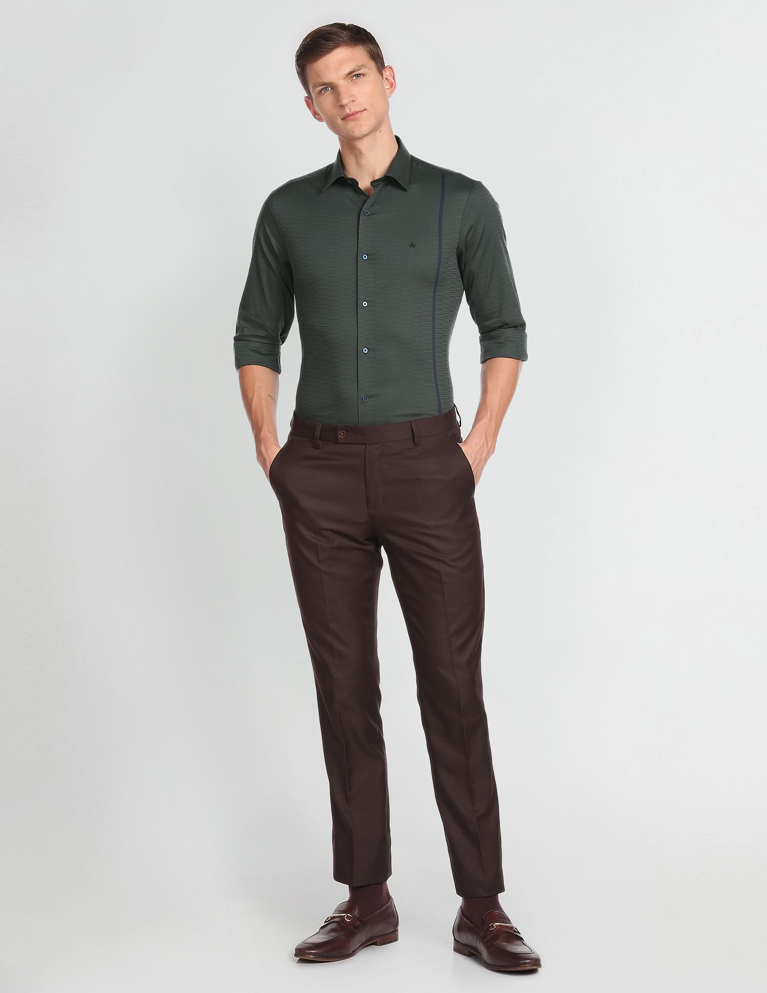 Arrow Newyork Self Design Twill Shirt