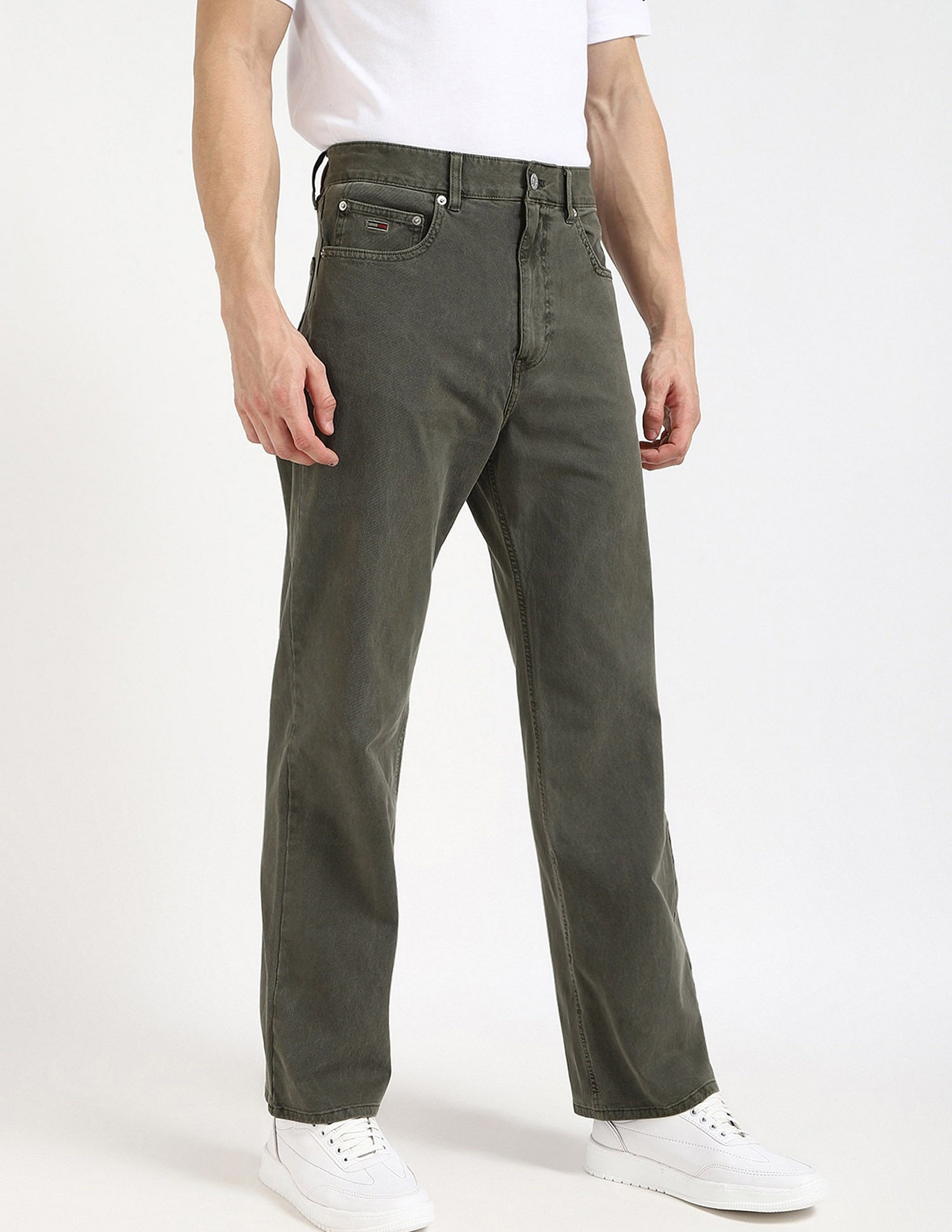 Tommy Hilfiger Olive Men's Trousers for Rugged Look