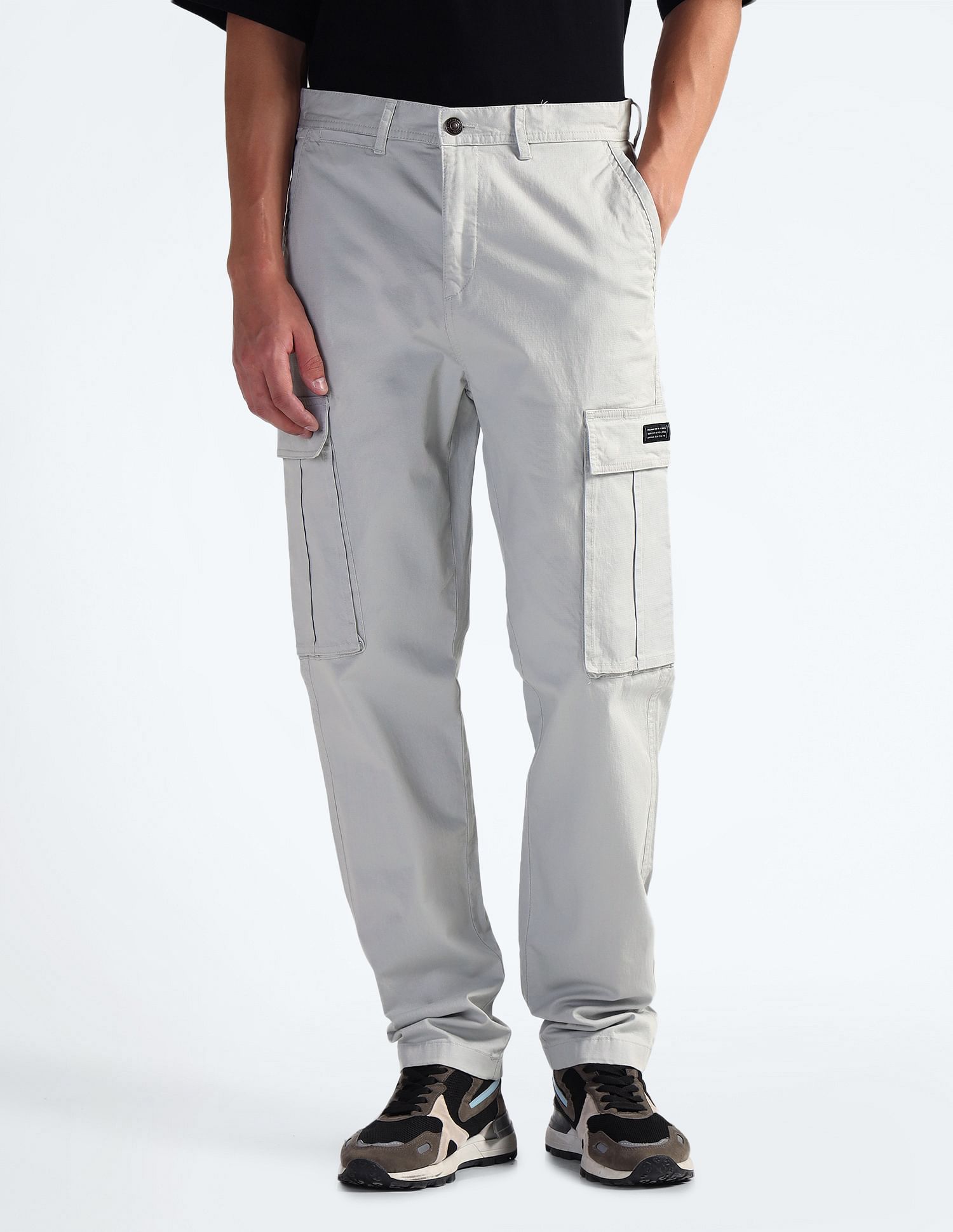 Flying Machine Solid Twill Cargo Pants