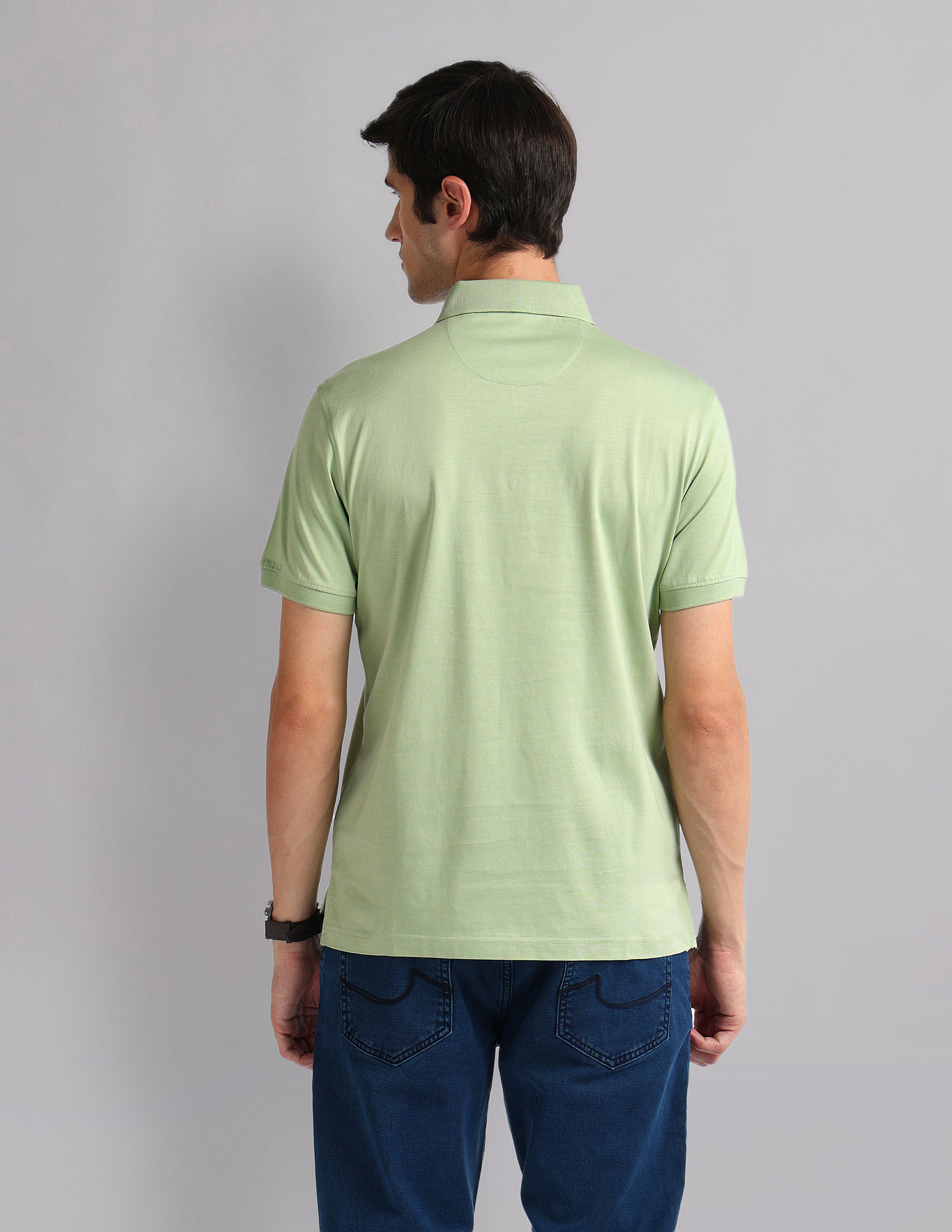 AD by Arvind Slim Fit Mercerised Polo Shirt