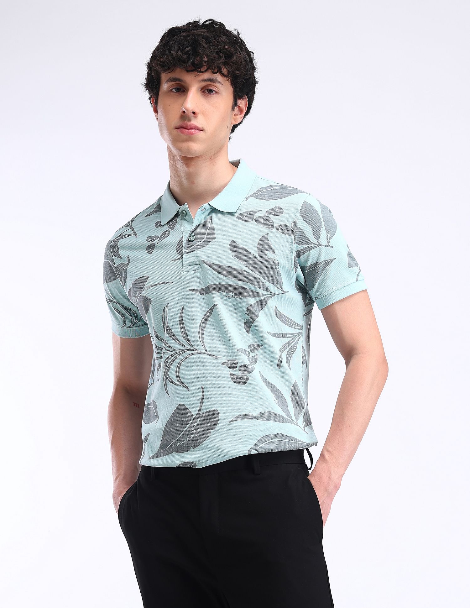 Flying Machine All-over Print Cotton Polo Shirt