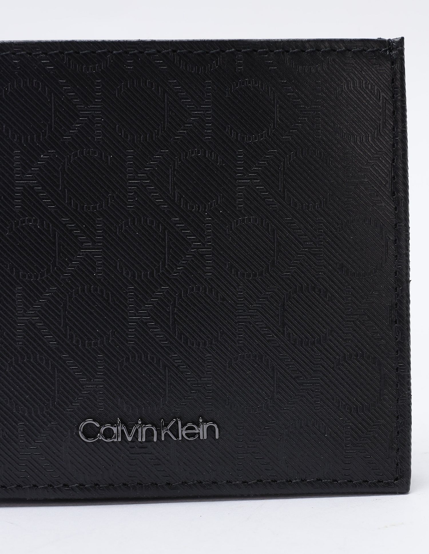 Calvin Klein Logo Black Leather Bi-Fold Wallet