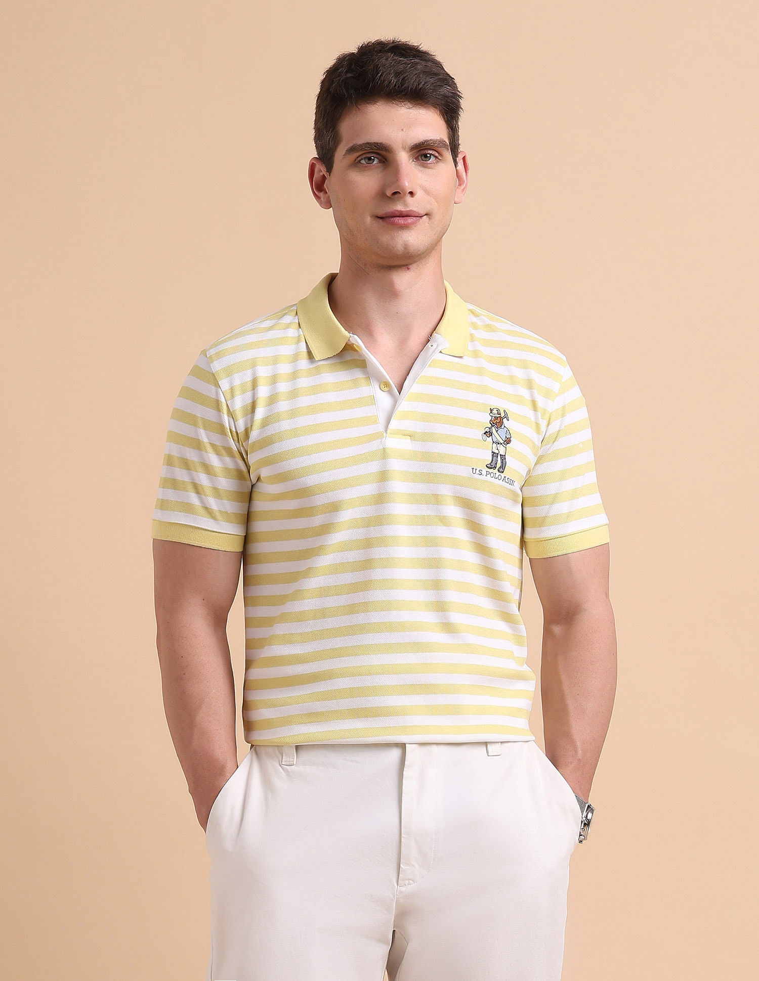 U.S. Polo Assn. Horizontal Striped Pure Cotton Polo Shirt