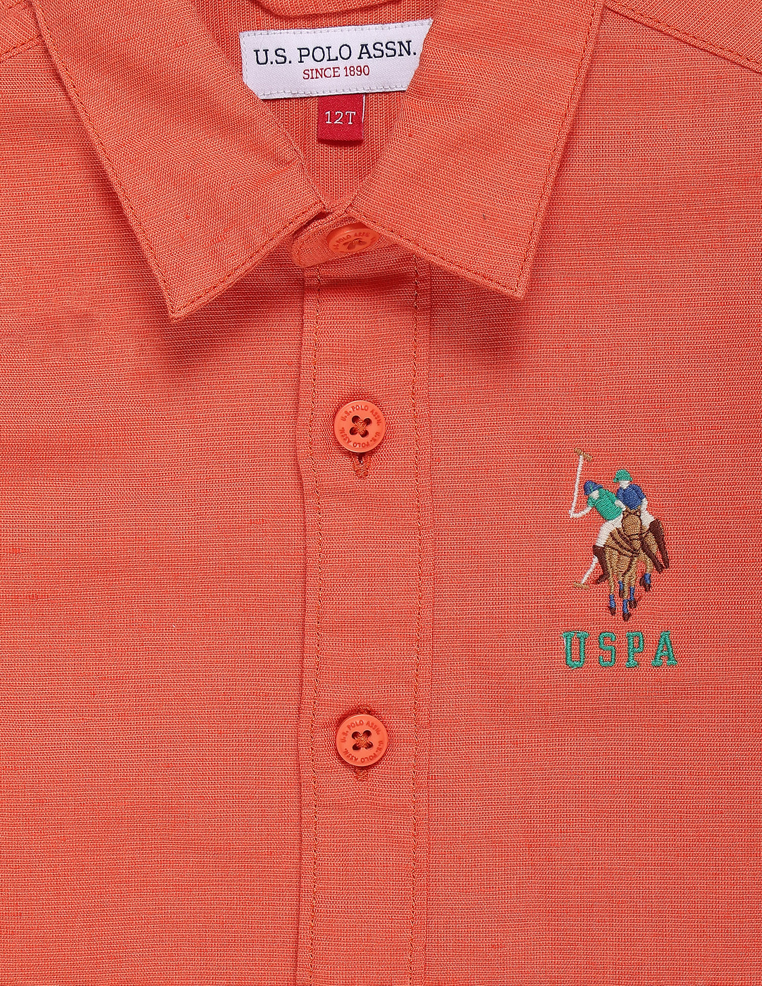 U.S. Polo Assn. Kids Boys Spread Collar Regular Fit Shirt