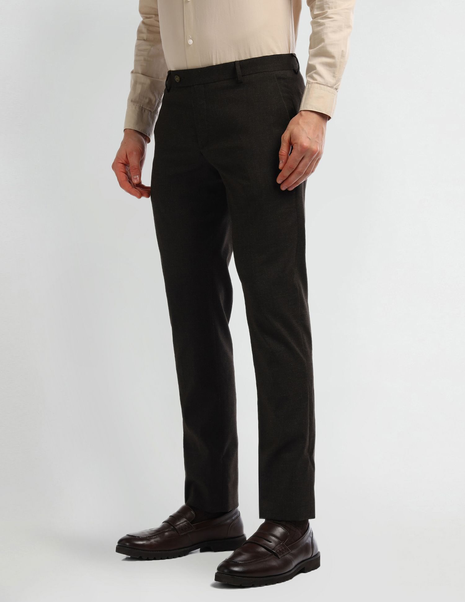 Arrow Mid Rise Carson Tapered Fit Trousers