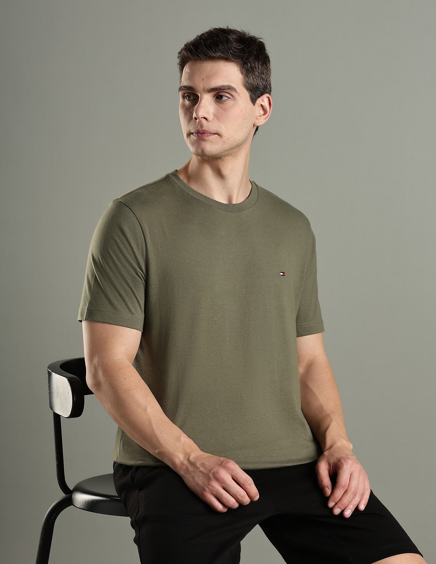 Tommy Hilfiger Solid Regular Fit Cotton T-Shirt