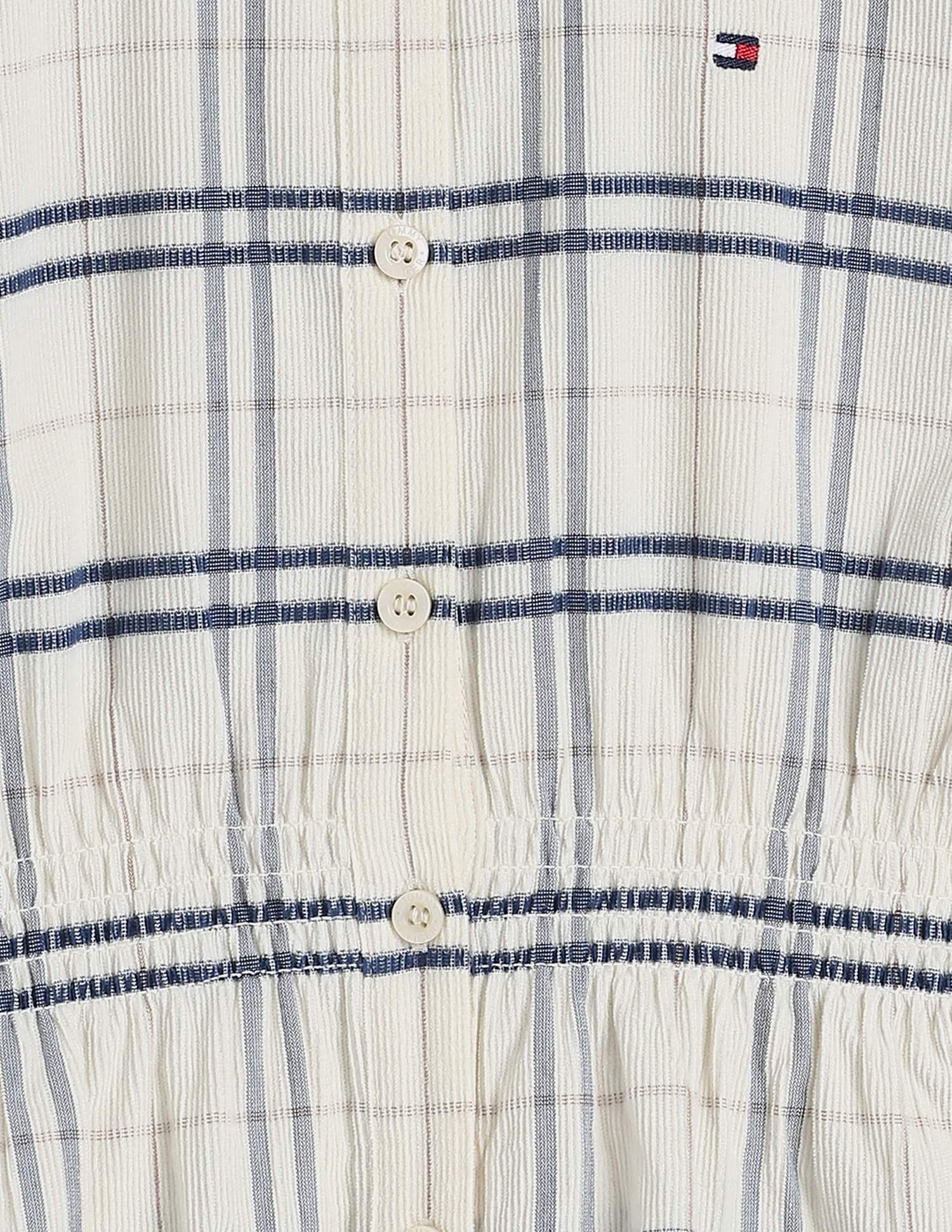 Tommy Hilfiger Kids Girls Checks Regular-Fit Cotton Dress